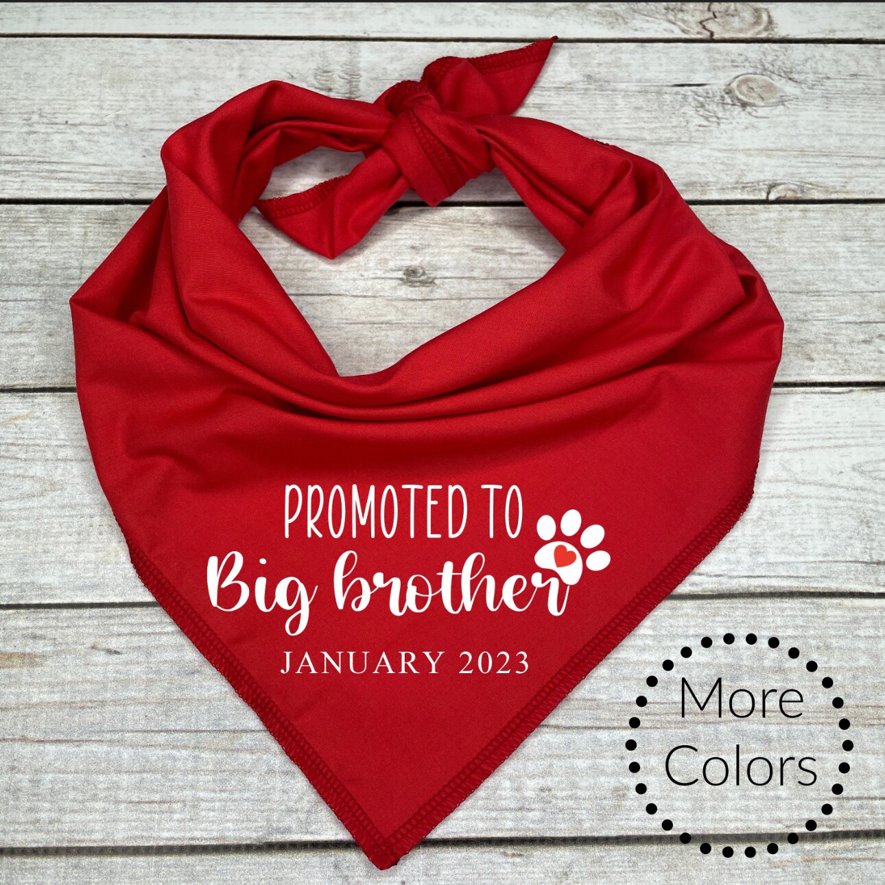 Promoted To Big Brother With Custom Date Dog Bandana, Pregnancy Announcement