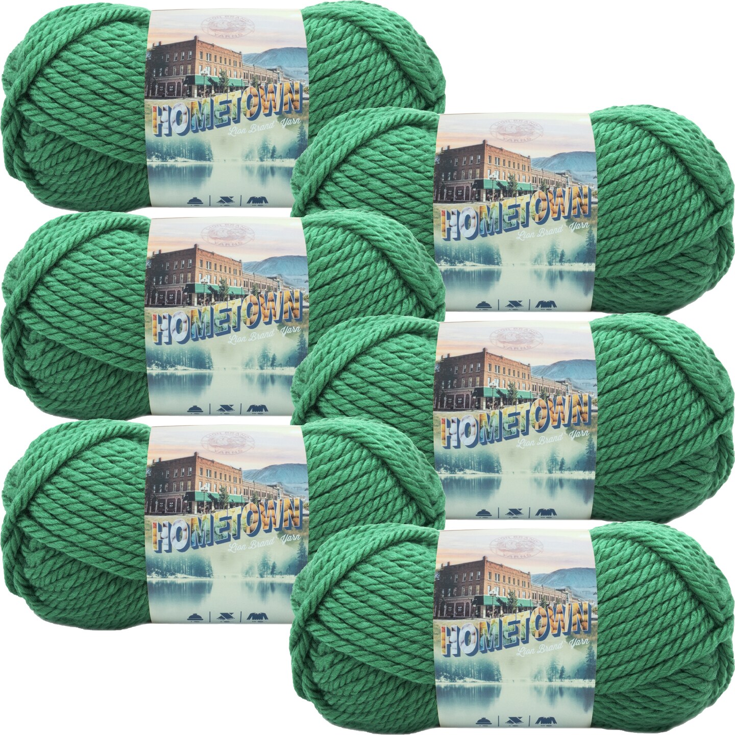 (6 Pack) Lion Brand Yarn Hometown Yarn, Green Bay Green