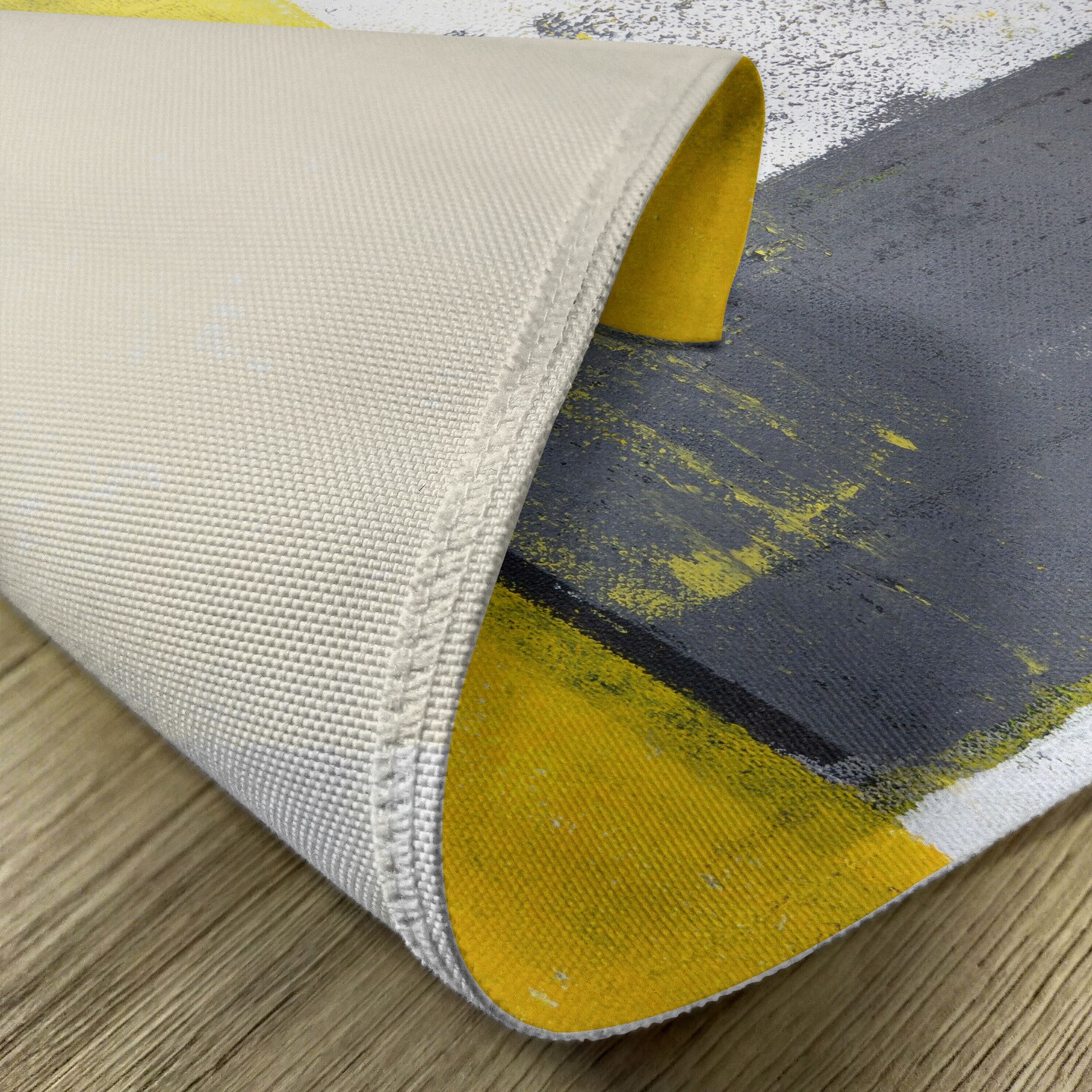 Ambesonne Grey and Yellow Place Mats Set of 4, Street Art Modern Grunge Abstract Design Squares, Washable Fabric Placemats for Dining Table, Standard Size, Grey Yellow