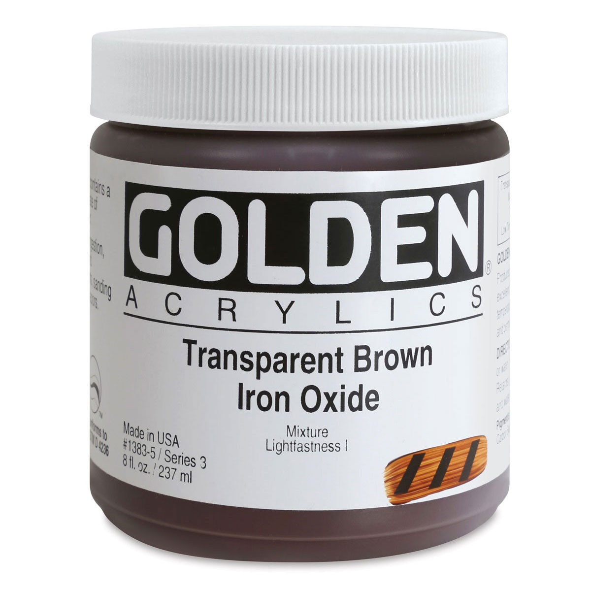 Golden Heavy Body Artist Acrylics - Transparent Brown Iron Oxide, 8 oz Jar