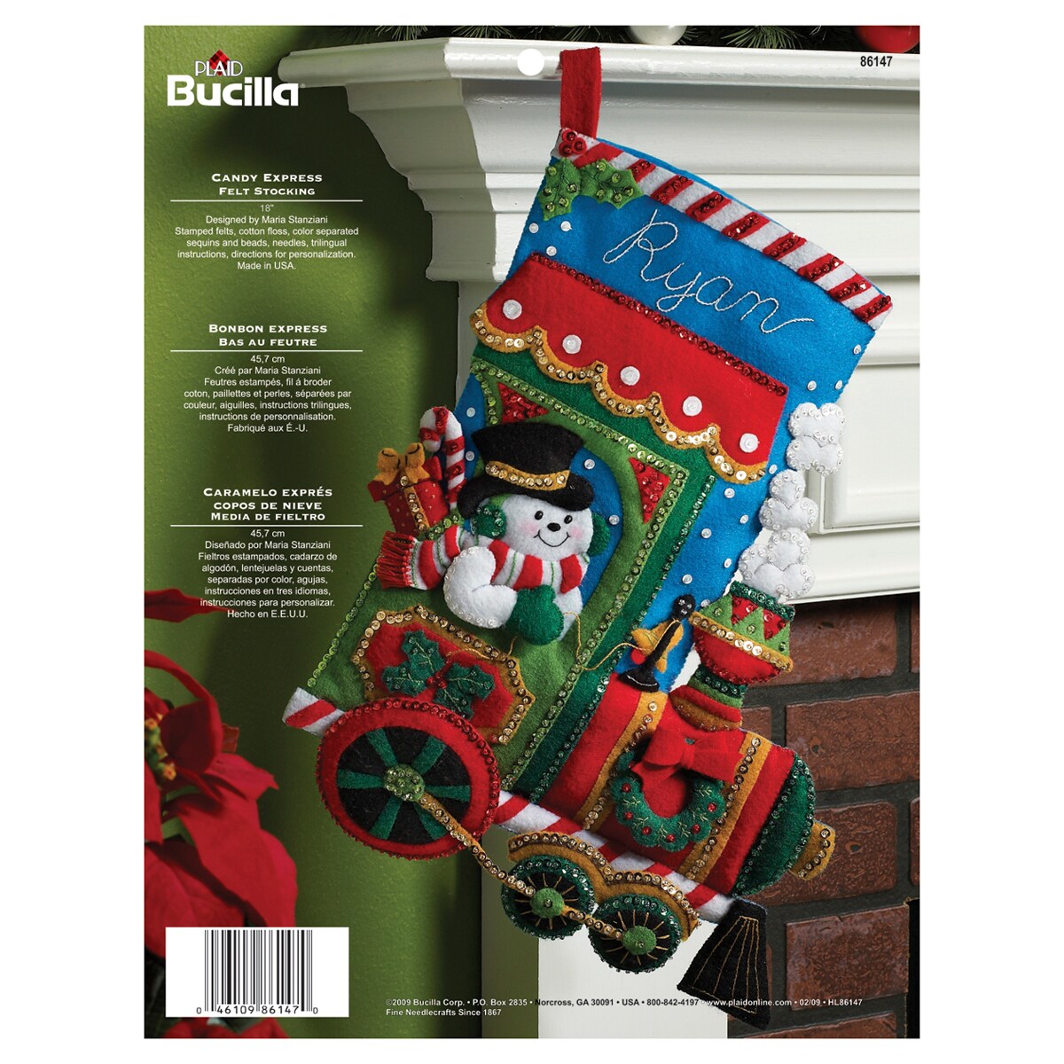 Bucilla Felt Stocking Applique Kit 18&#x22; Long-Candy Express
