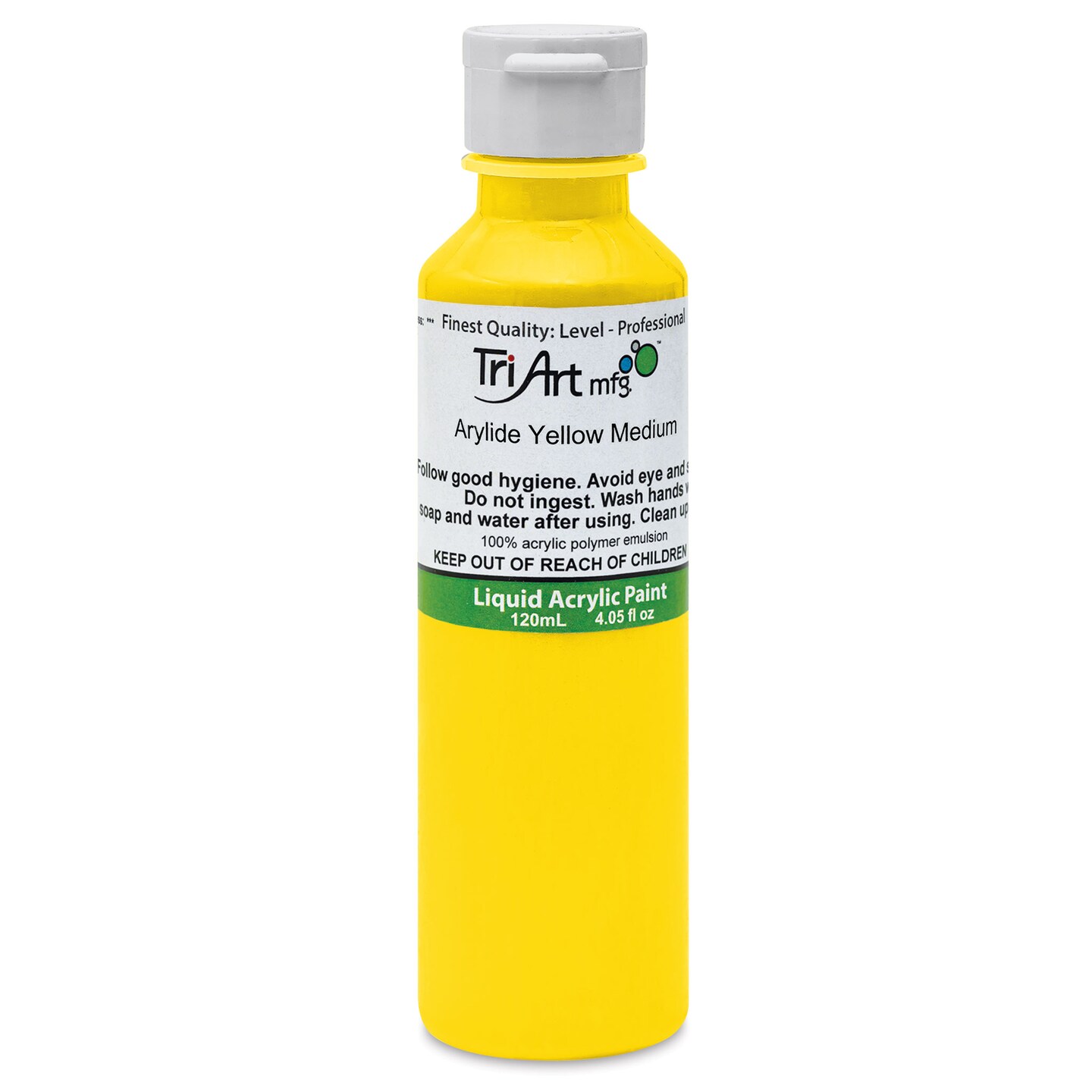 Tri-Art Liquid Artist Acrylics - Arylide Yellow Medium, 120 ml bottle