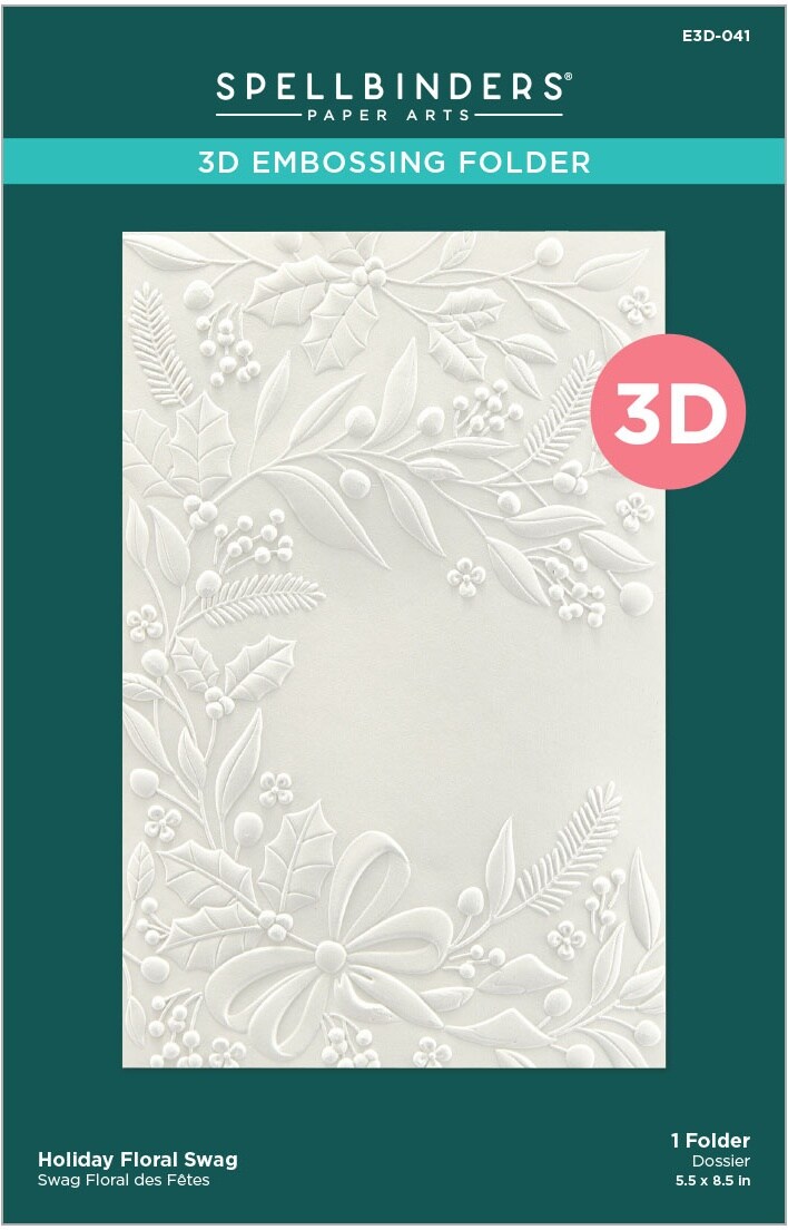 Spellbinders 3D Embossing Folder 5.5&#x22;x8.5&#x22;-Holiday Floral Swag