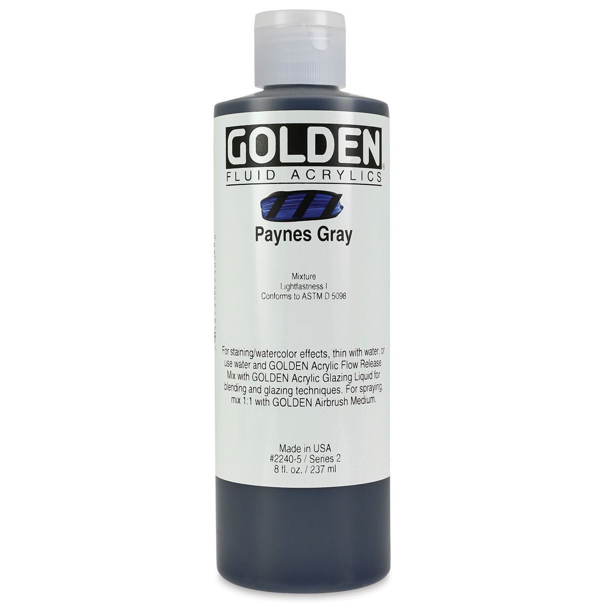 Golden Fluid Acrylics - Payne&#x27;s Gray, 8 oz bottle