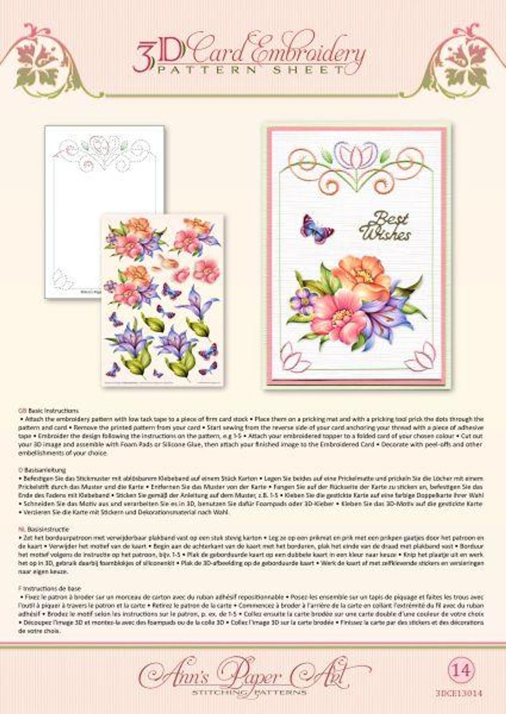 Ann's Paper Art Ann Paper Embroidery Pattern - Blue Lily