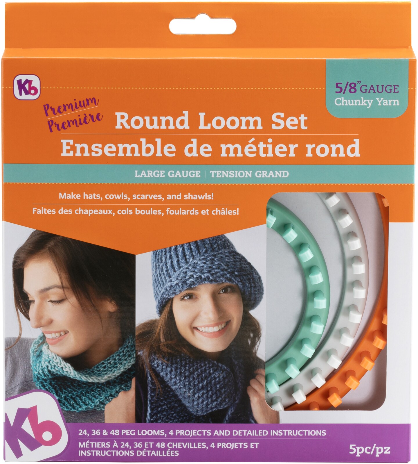 Knitting Board Chunky Round Loom 3/Pkg-Sizes 48, 36 & 24 Pegs