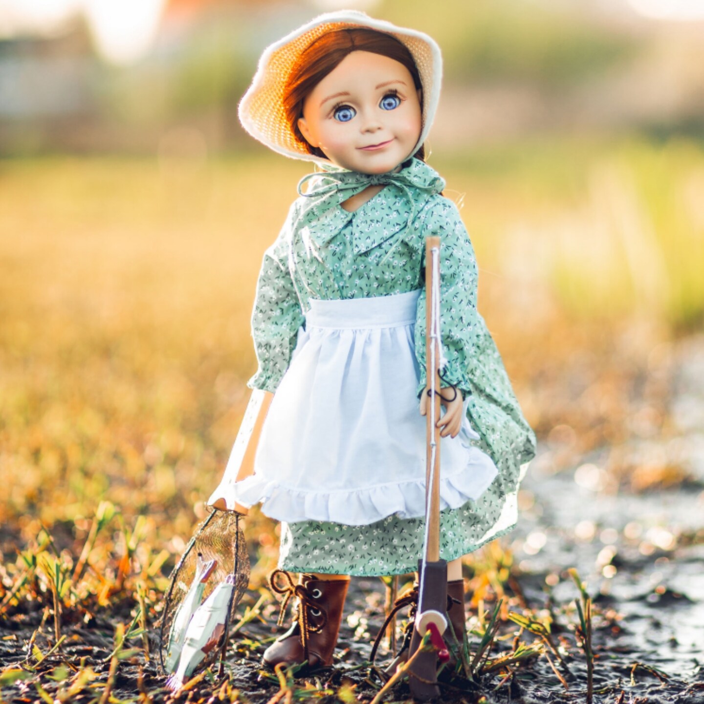 The Queen&#x27;s Treasures 18 In Doll  Little House Prairie Outfit &#x26; Fishing Set