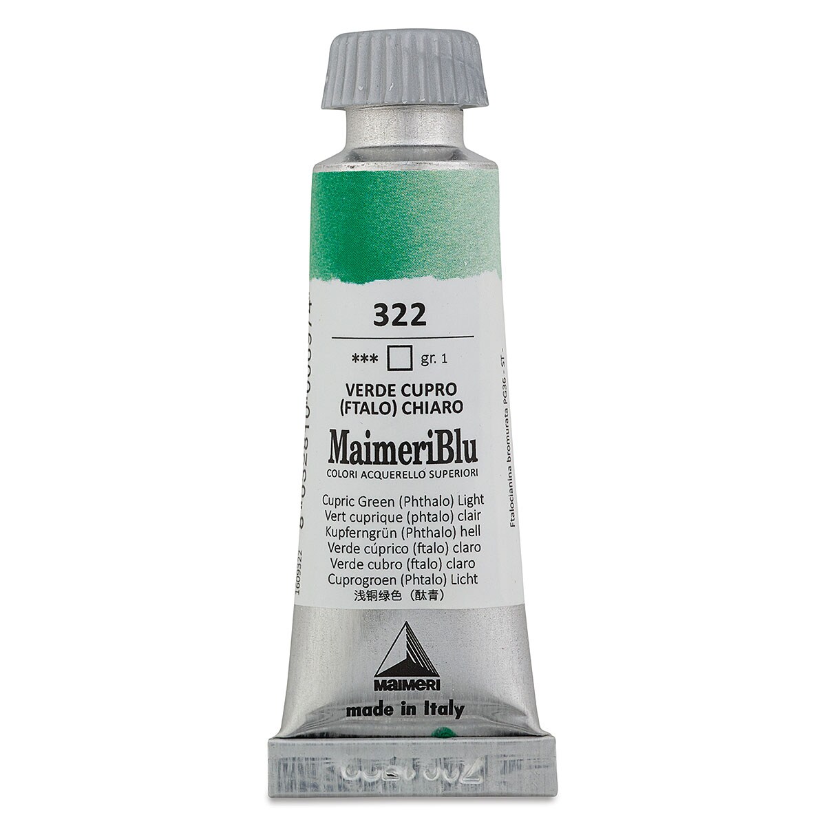 Maimeri Blu Artist Watercolor - Cupric Green Phthalo Light, 12 ml Tube