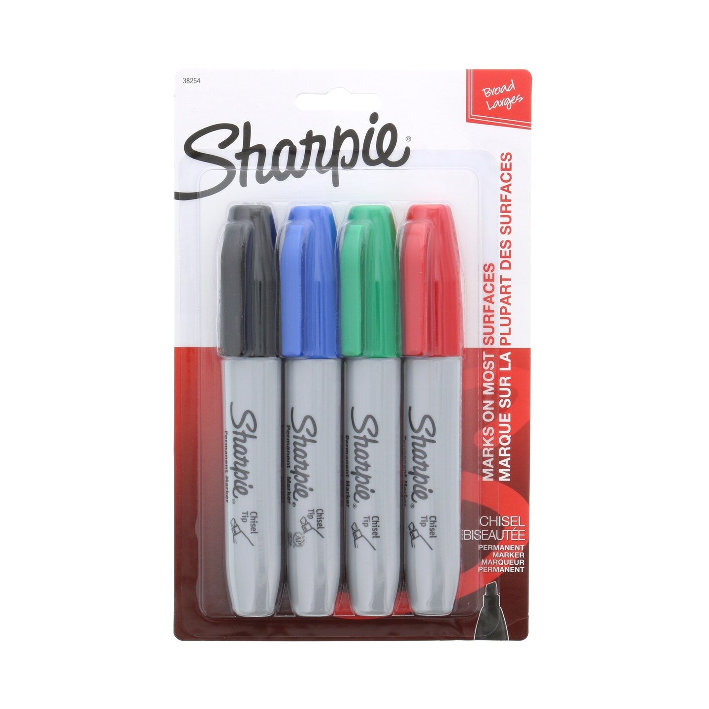 Sharpie Chisel Tip Permanent Marker Set, 4-Colors, Count: 1, Model ...