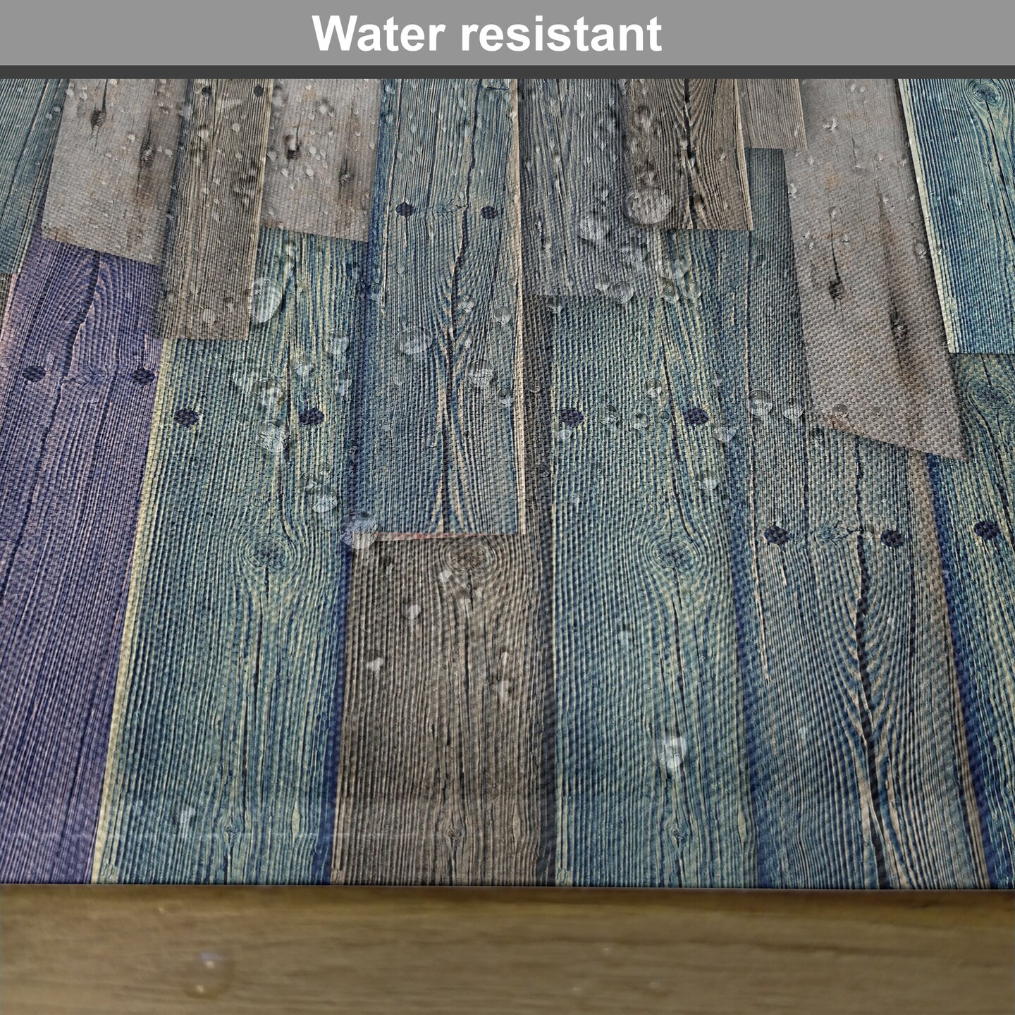 Ambesonne Rustic Place Mats Set of 4, Blue Grey Grunge Wood Planks Barn House Door Nails Country Life Theme Art, Washable Fabric Placemats for Dining Table, Standard Size, Umber Pale Teal Plum