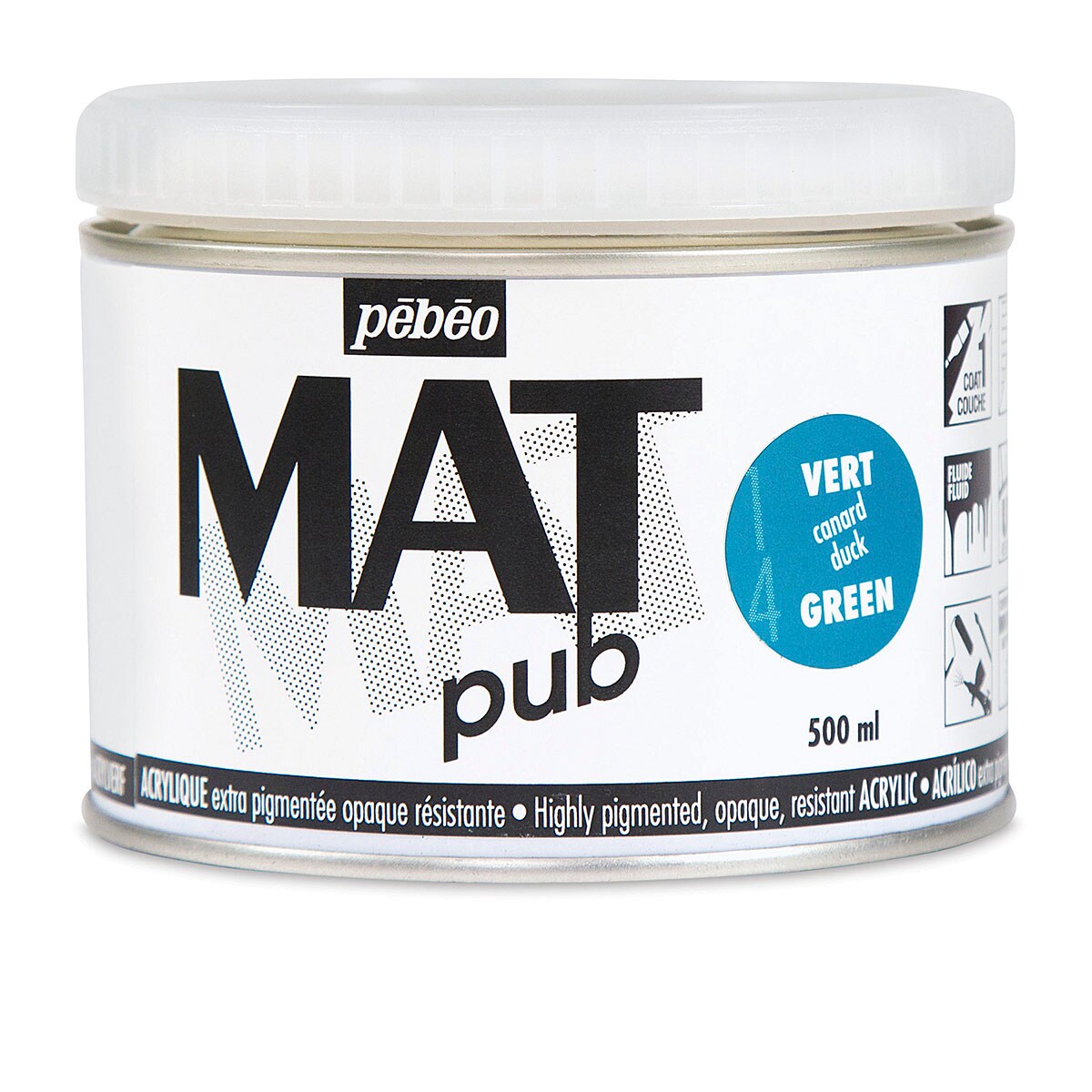 Pebeo Mat Pub Acrylic Paint - Duck Green, 500 ml