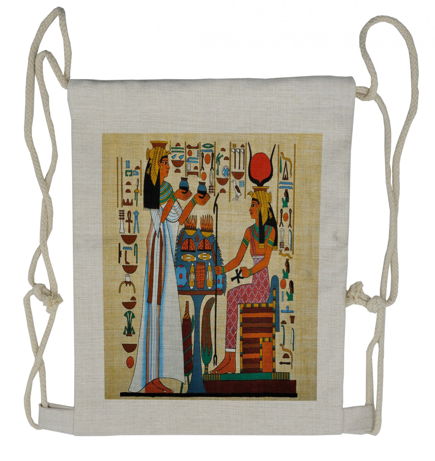 Ambesonne Retro Drawstring Backpack, Egyptian History, Sackpack Bag
