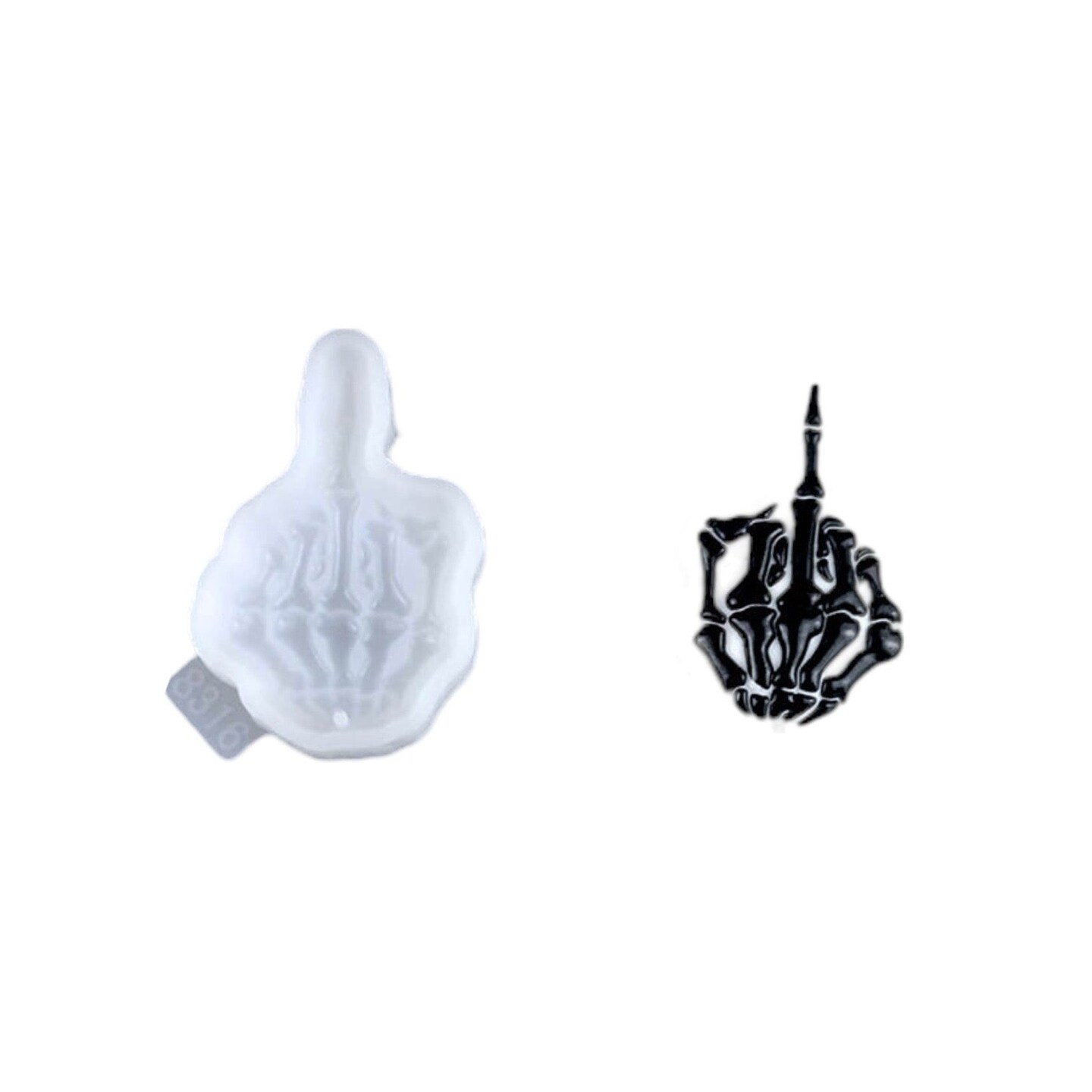 Middle finger skeleton hand keychain or ornament mold for epoxy or uv