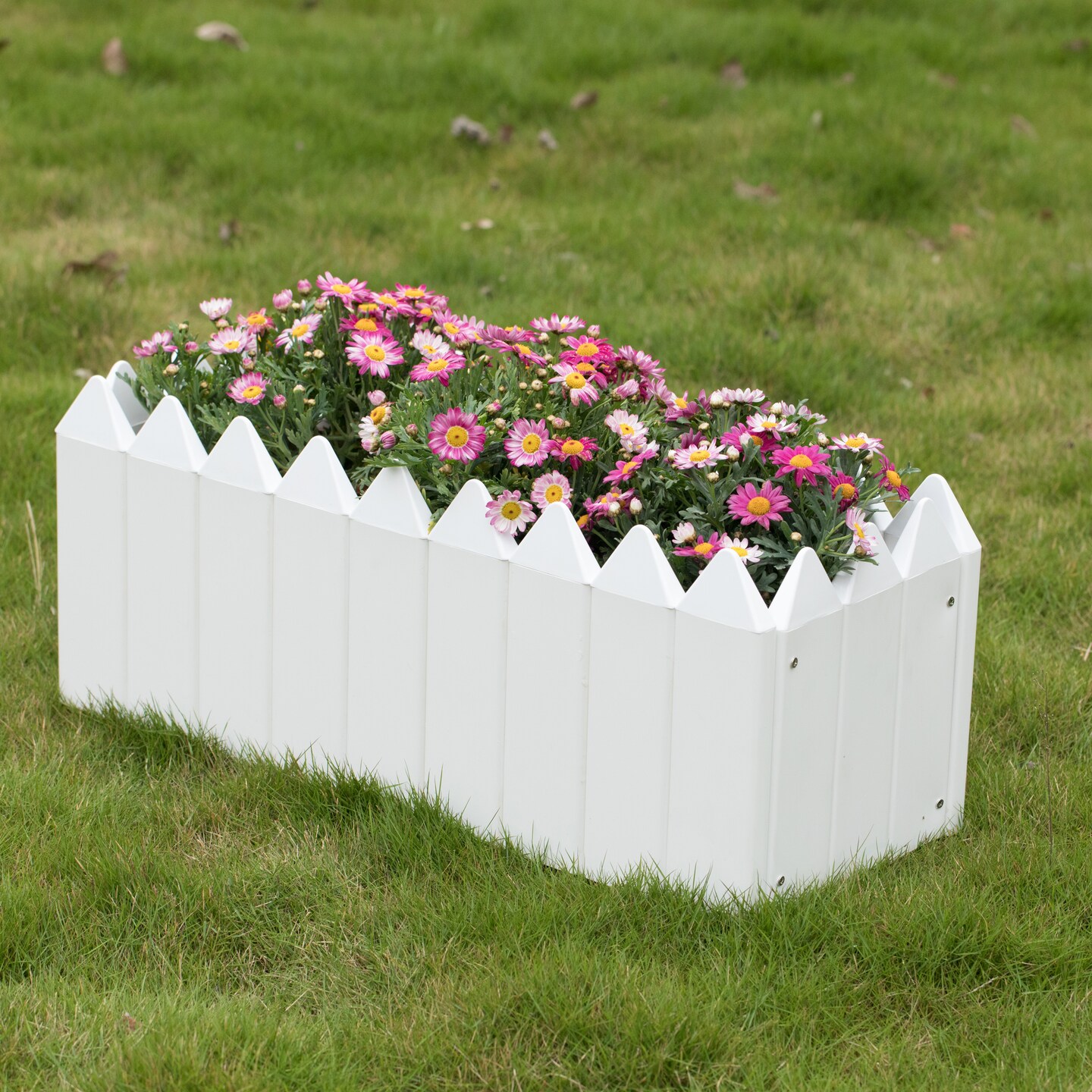 White Vinyl Traditional Fence Design Garden Bed Elevated Screwless Raised Planter Box