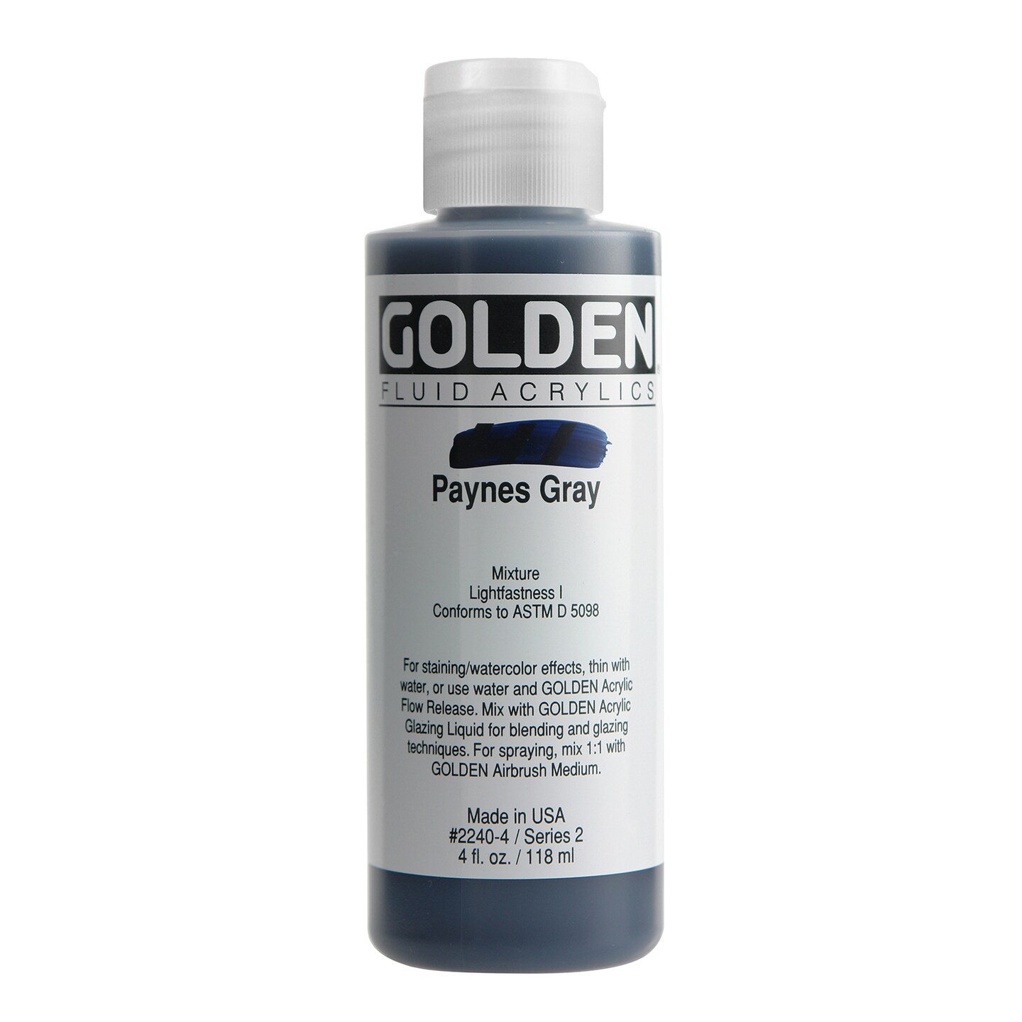 Golden Fluid Acrylic, 4 Oz., Paynes Gray Michaels