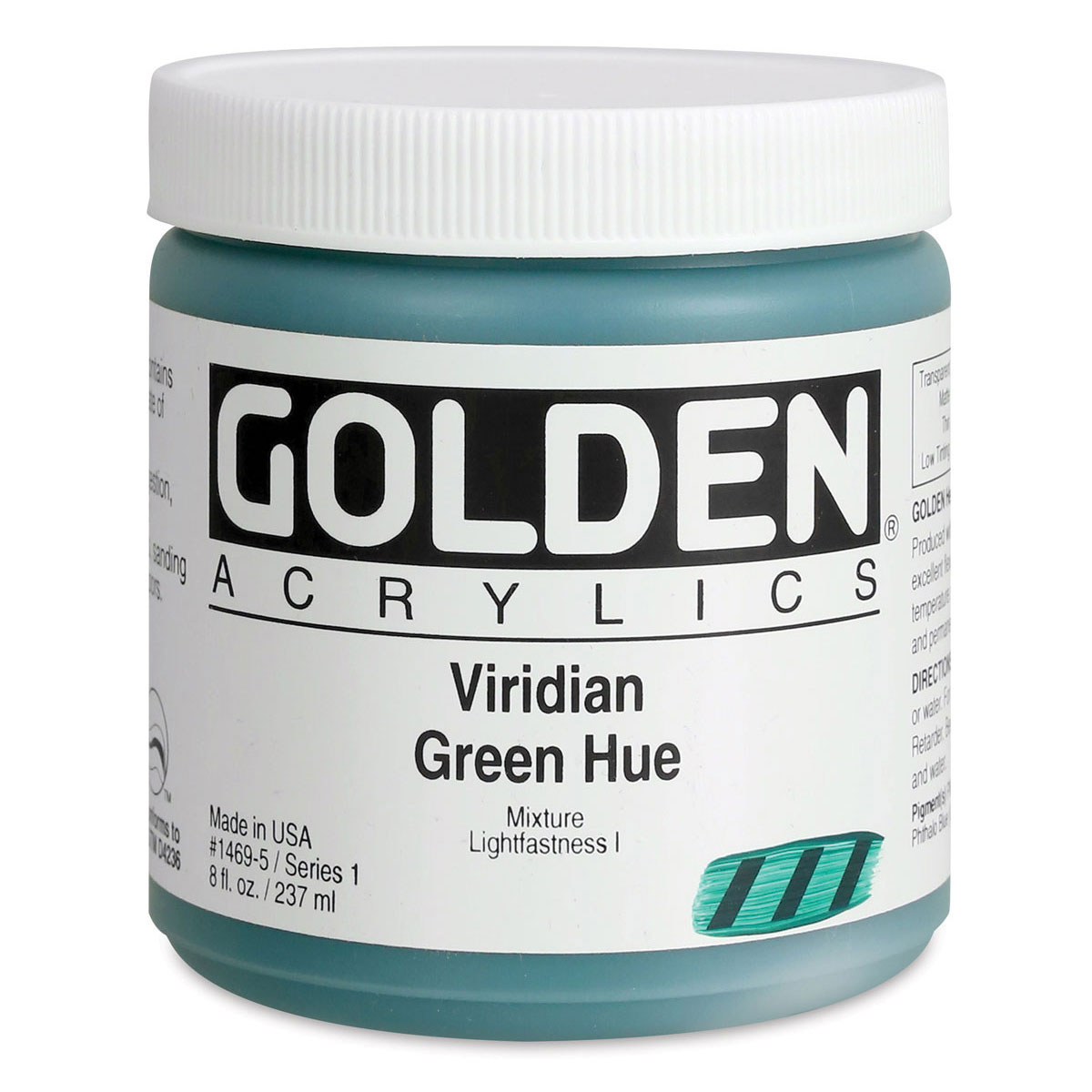 Golden Heavy Body Artist Acrylics - Viridian Green Hue, 8 oz Jar