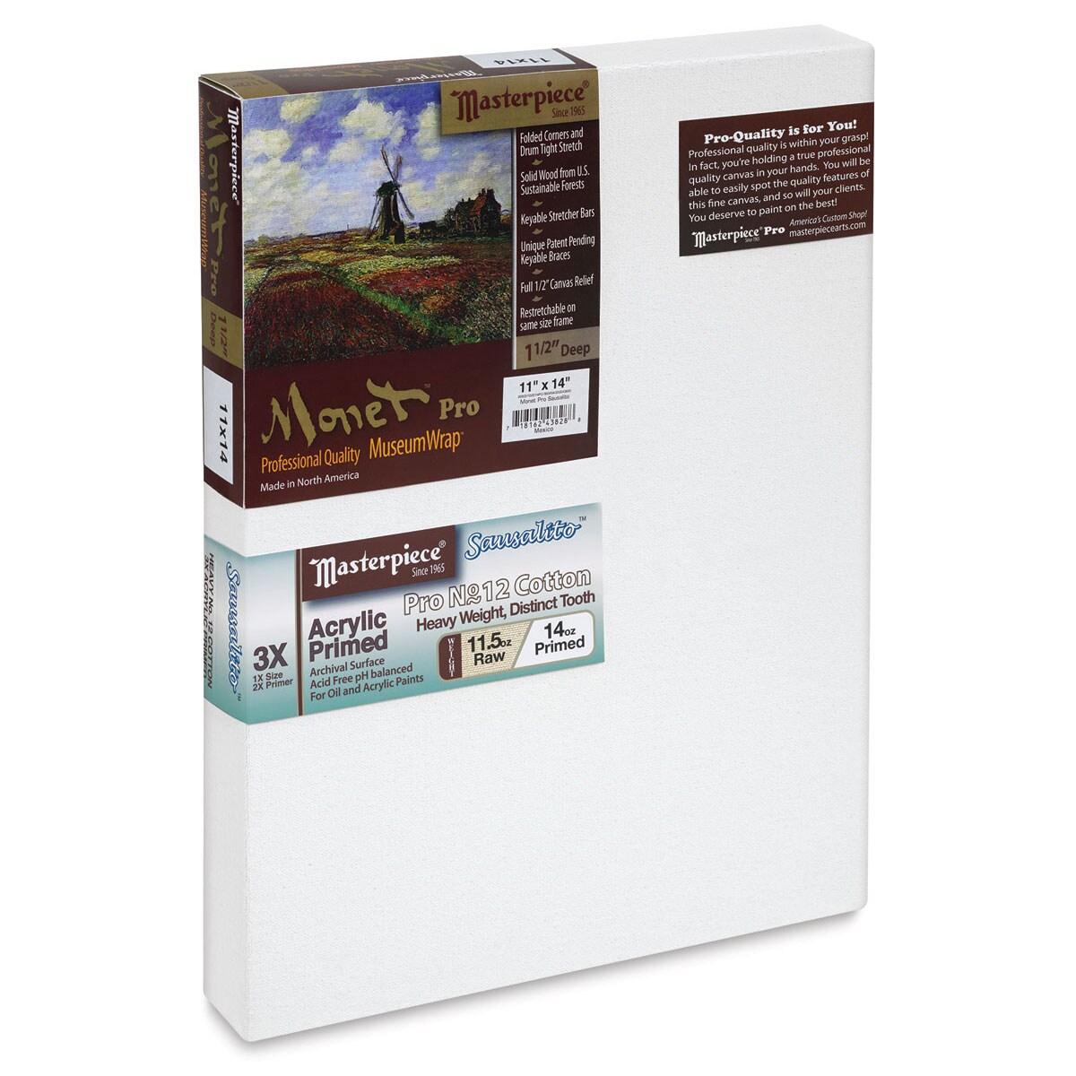 Masterpiece Monet Pro Sausalito Cotton Canvas - 11" x 14", Acrylic-Primed