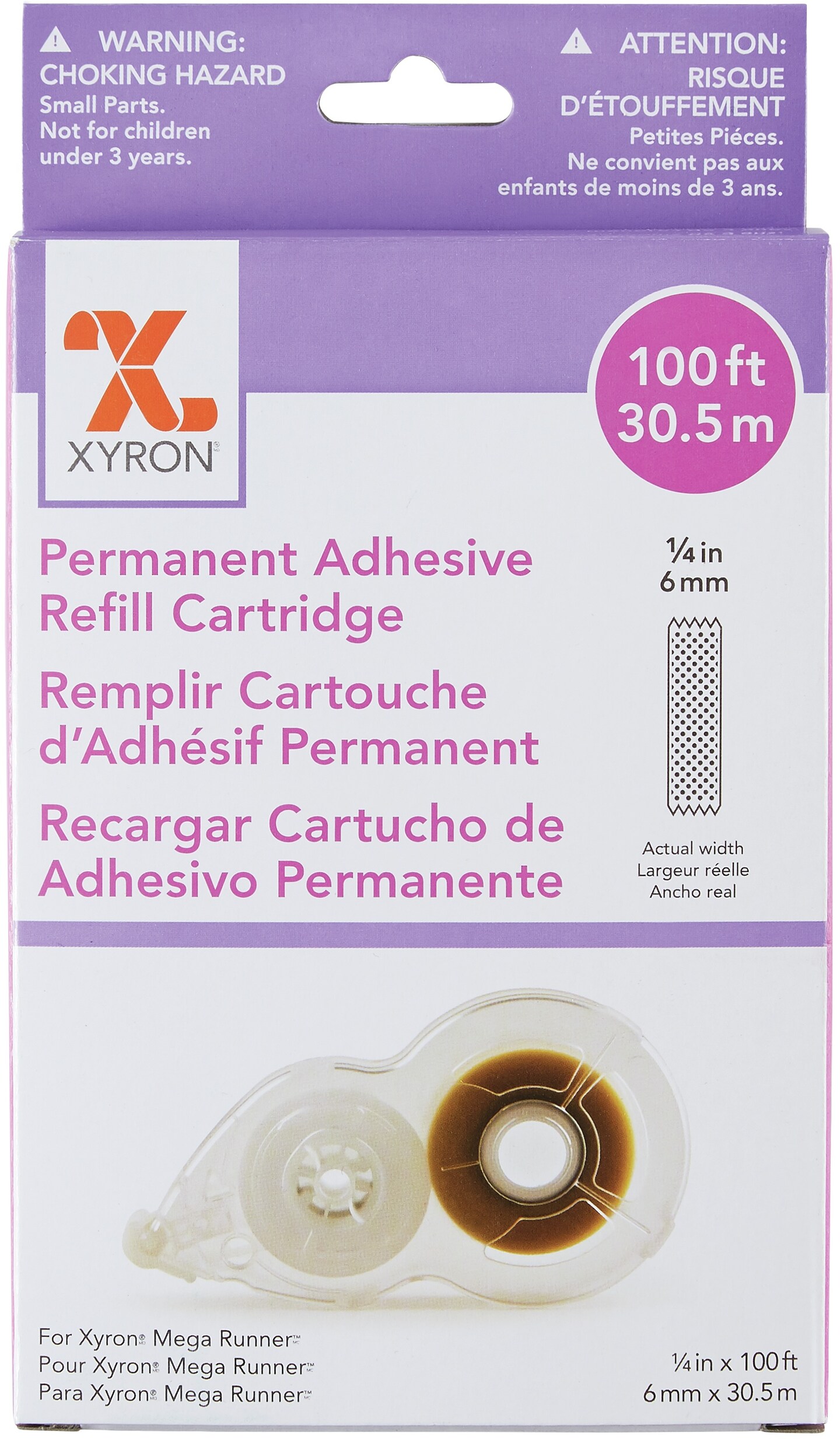 Xyron Mega Runner Permanent Adhesive Refill-.25X100' For Use In 0701 Or  100049