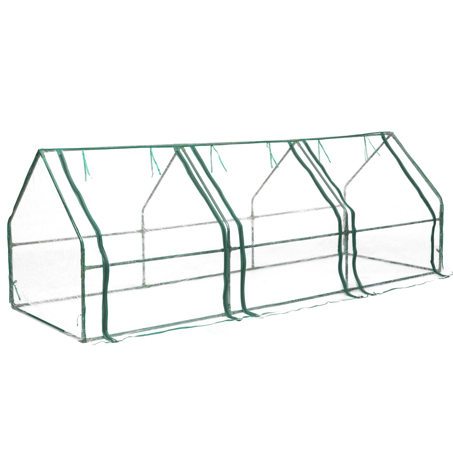 Green Outdoor Waterproof Portable Plant Greenhouse with 2 Clear Zippered Windows