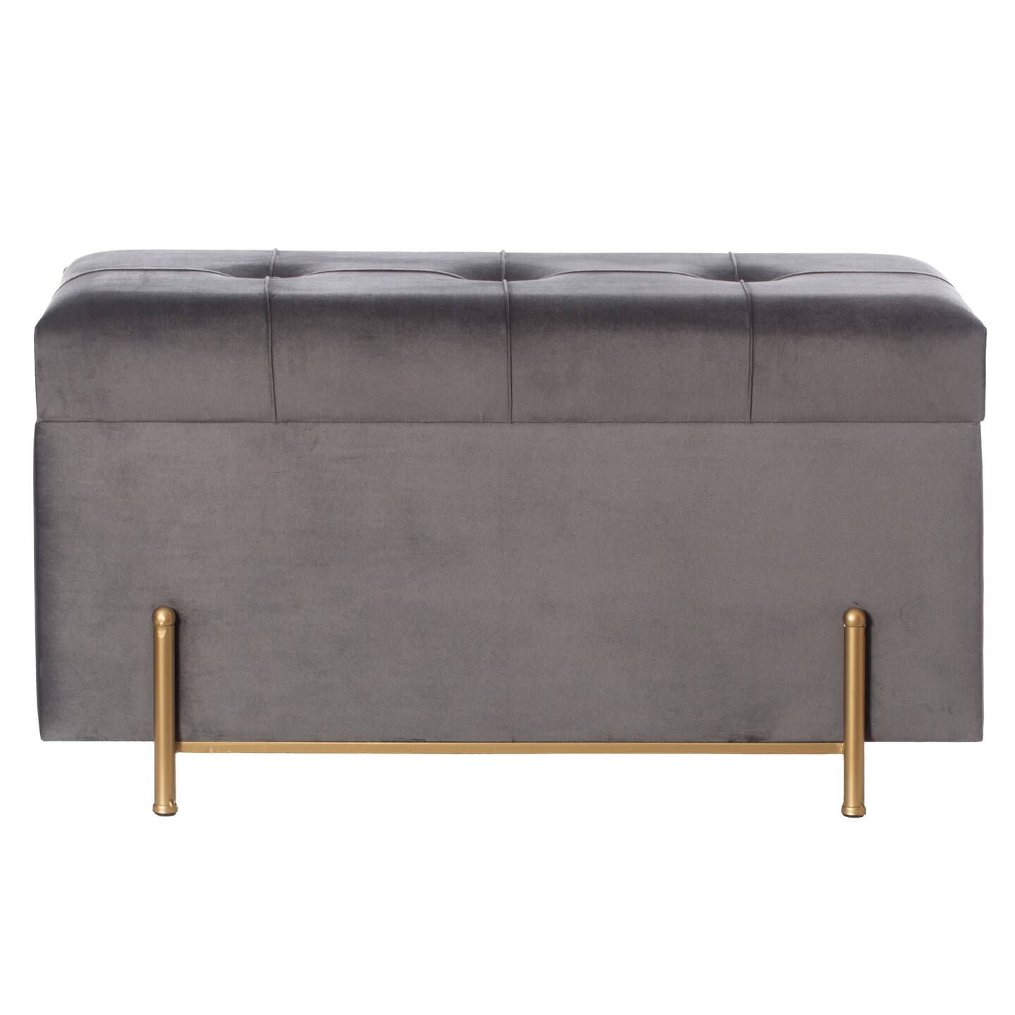 Large Rectangle Velvet Storage Ottoman Stool Box with Golden Legs | Decorative Sitting Bench for Living Room Home Decor with Cylindrical Golden Support