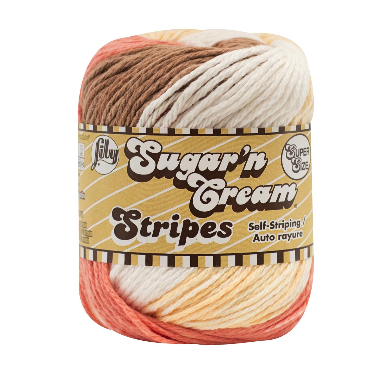 Lily Sugar'N Cream Natural Stripes Yarn - 6 Pack of 57g/2oz