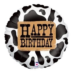 Western Birthday Cow Print Round Balloon