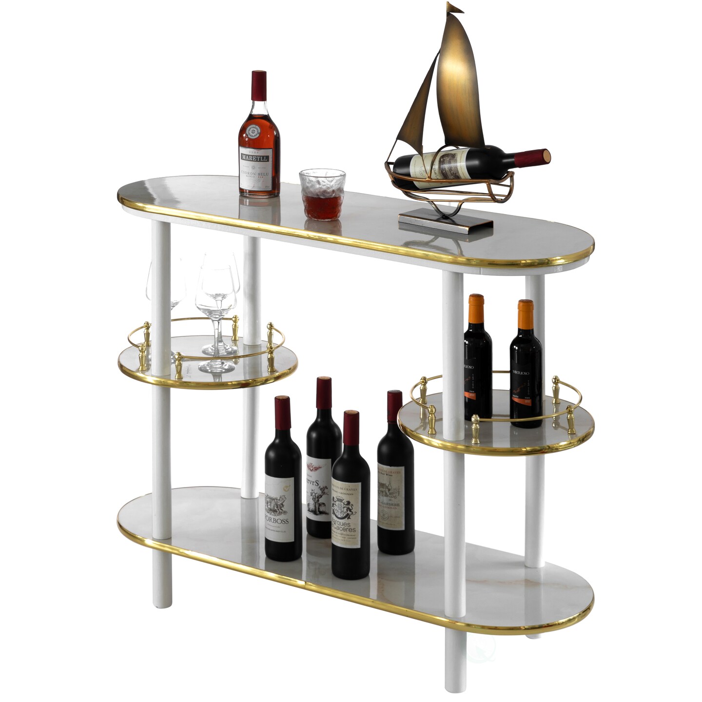 Wooden Console Table Mini Bar Cabinet, Modern Style and Versatile Piece of Furniture that Adapts to Various Roles from Coffee and Tea Haven, Drink Station or a Beer Island in your Kitchen