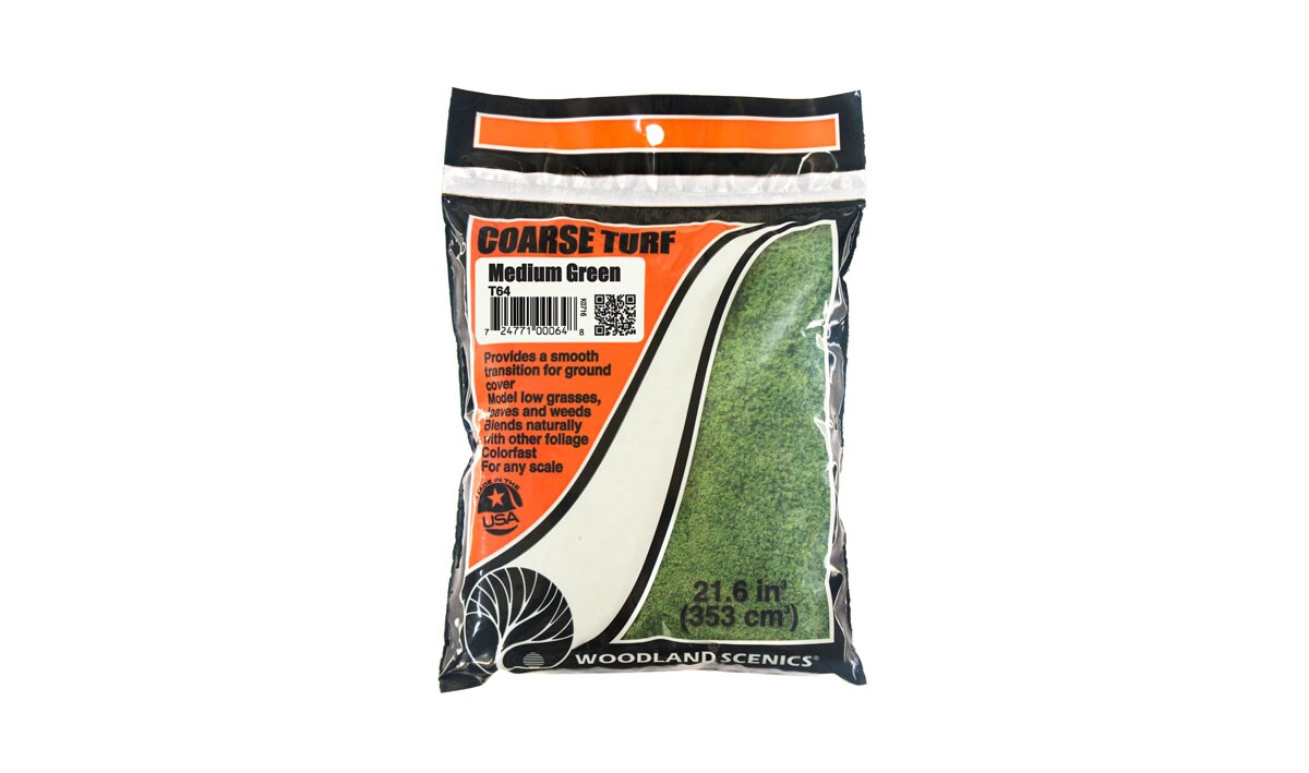 Woodland Scenics  Bag MEDIUM GREEN COARSE TURF (BAG) Turf