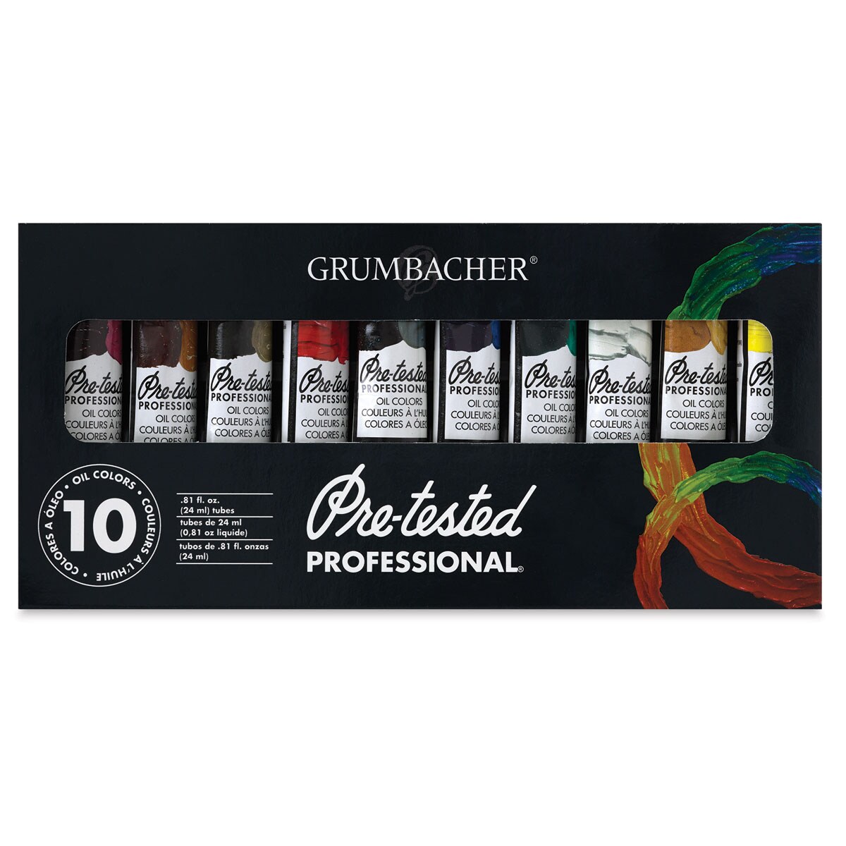 Grumbacher Pre-tested Oils - Sampler Set, Assorted Colors, Set of 10, 24 ml tubes