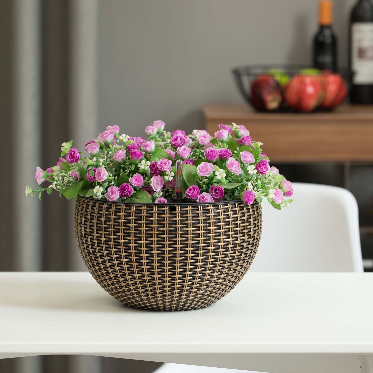 10&#x22; Self Watering Bronze Hanging Basket Flower Planter