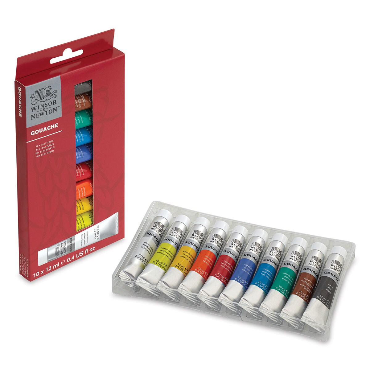 Winsor &#x26; Newton Gouache - Set of 10, Assorted Colors, 12 ml, Tubes