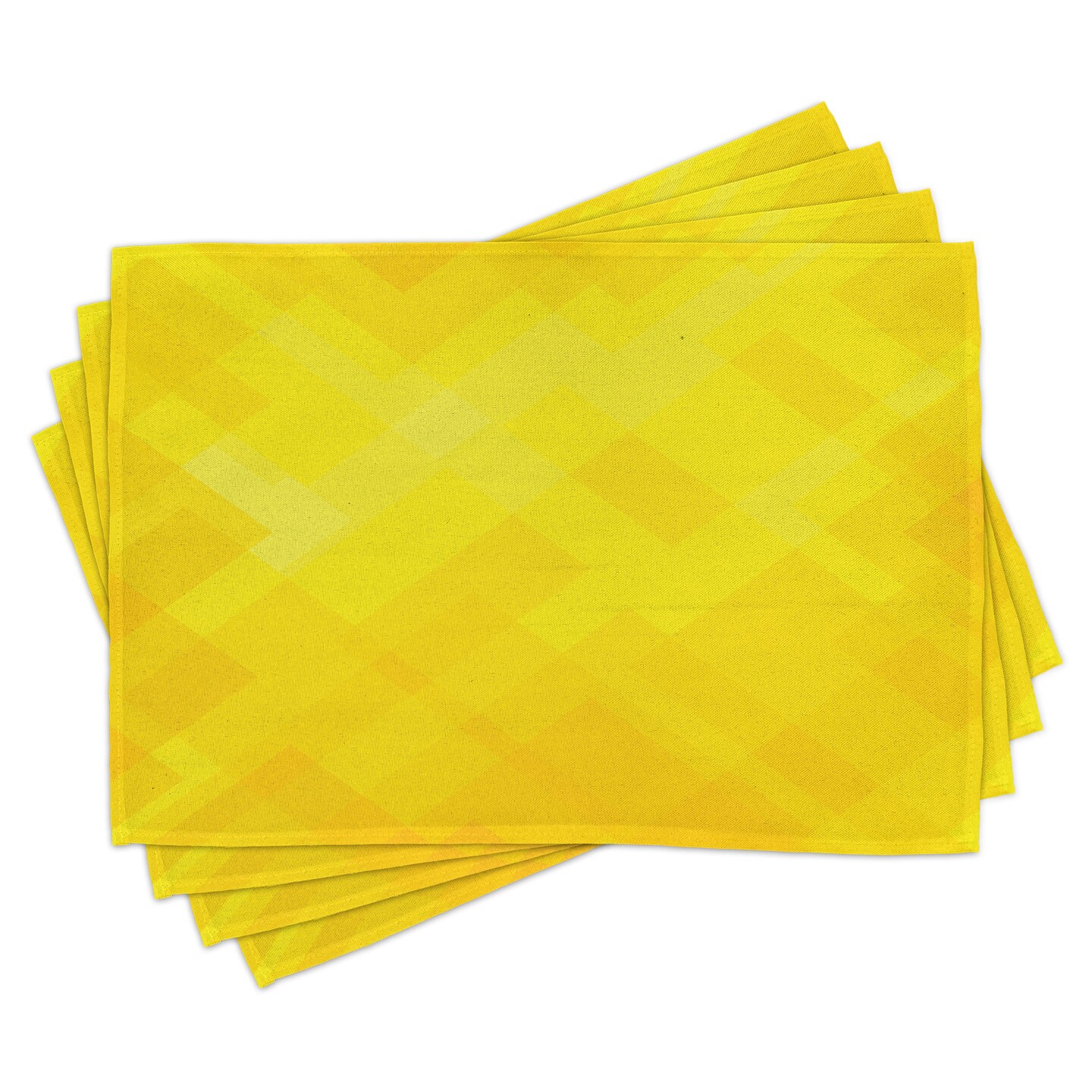 Ambesonne Yellow Place Mats Set of 4, Contemporary Art Inspirations in Yellow Toned Geometrical Rhombus Arrangement, Washable Fabric Placemats for Dining Table, Standard Size, Yellow Marigold