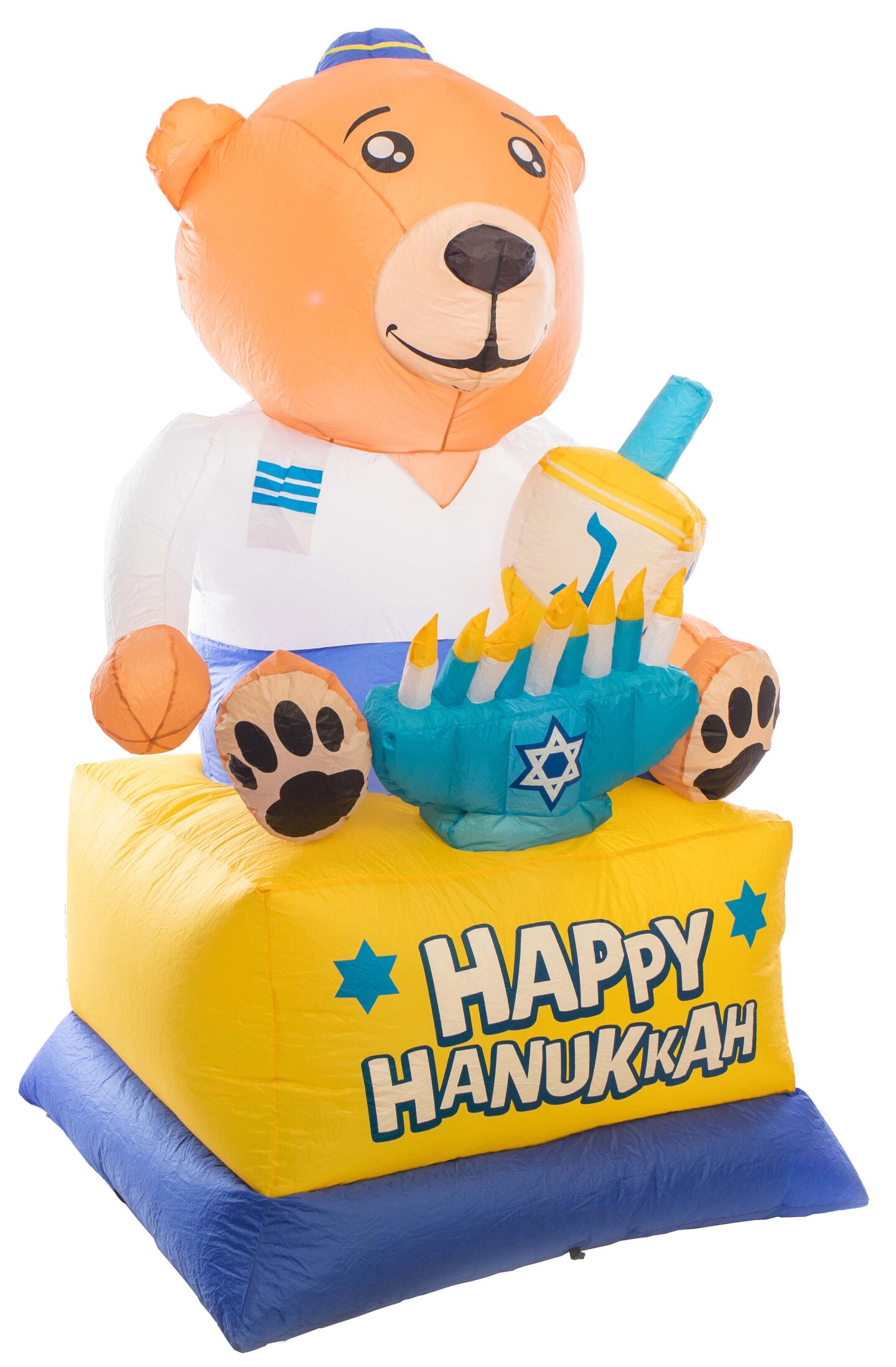 Giant Hanukkah Inflatable Bear - Yard Decor with Built-in Bulbs, Tie-Down Points, and Powerful Built in Fan