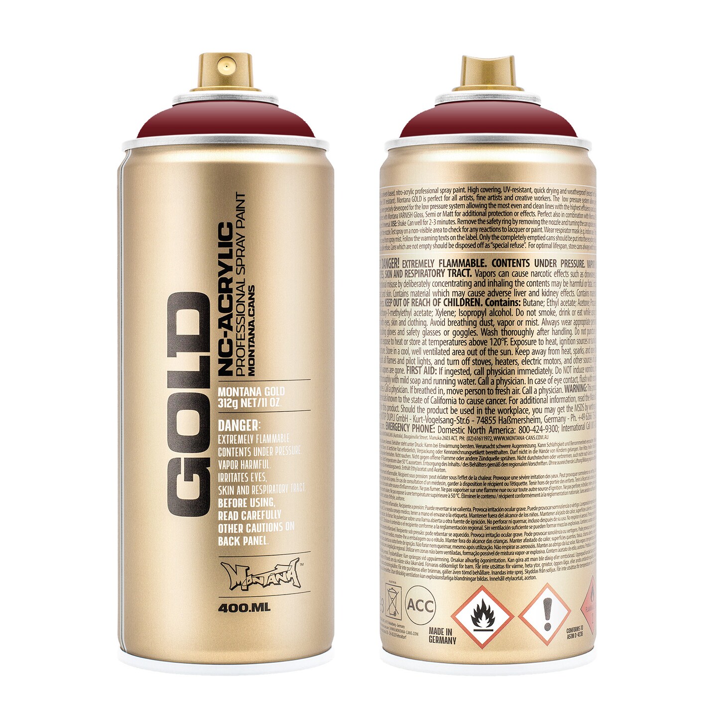 Montana Cans Gold Spray Paint, 400Ml, Royal Red