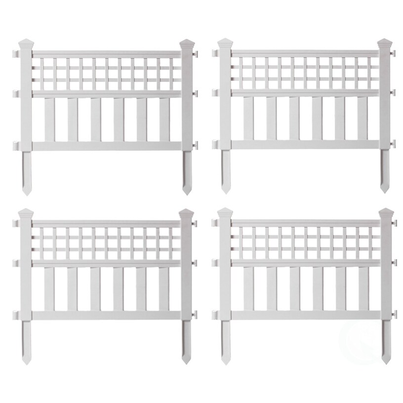 Plastic Outdoor Decor Garden Flower Edger Fence, Border, Set of 4 Panels, White