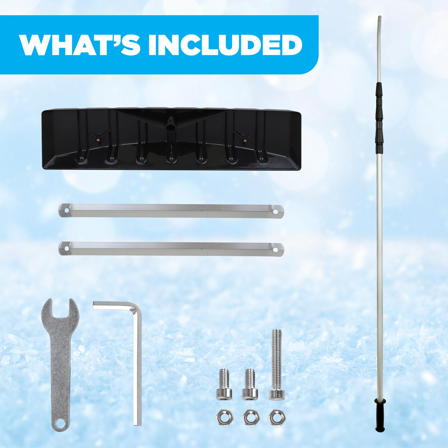 Snow Rake Shovel | Aluminum Snow &#x26; Leaf Removal Tool &#x26; Pusher Scraper for House Roof &#x26; Car with 24&#x201D; Rolling Blade, Lightweight 5-21&#x2019; Telescoping Extendable Handle &#x26; Nonslip Grip