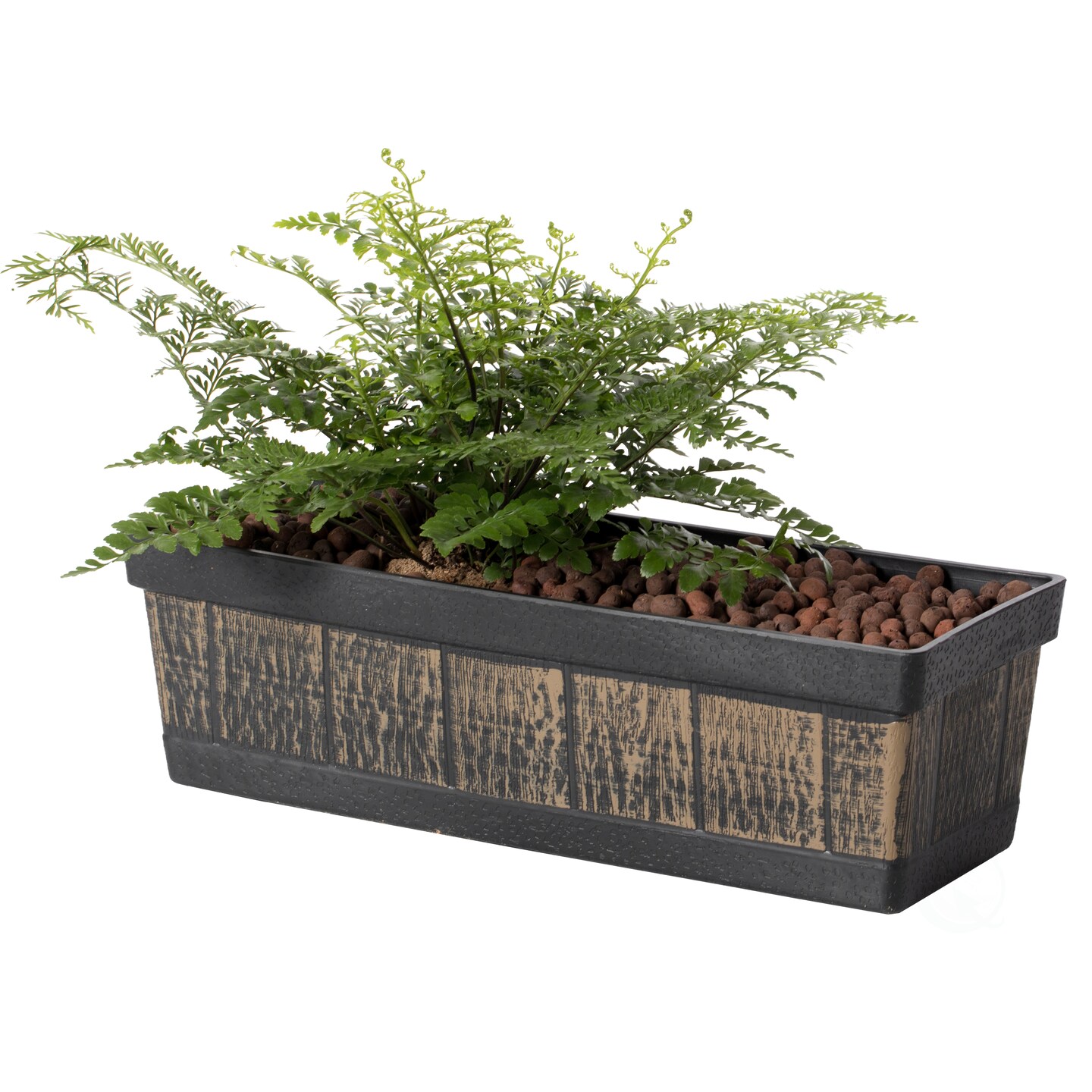 Outdoor and Indoor Rectangle Trough Plastic Planter Box, Vegetables or Flower Planting Pot, Brown