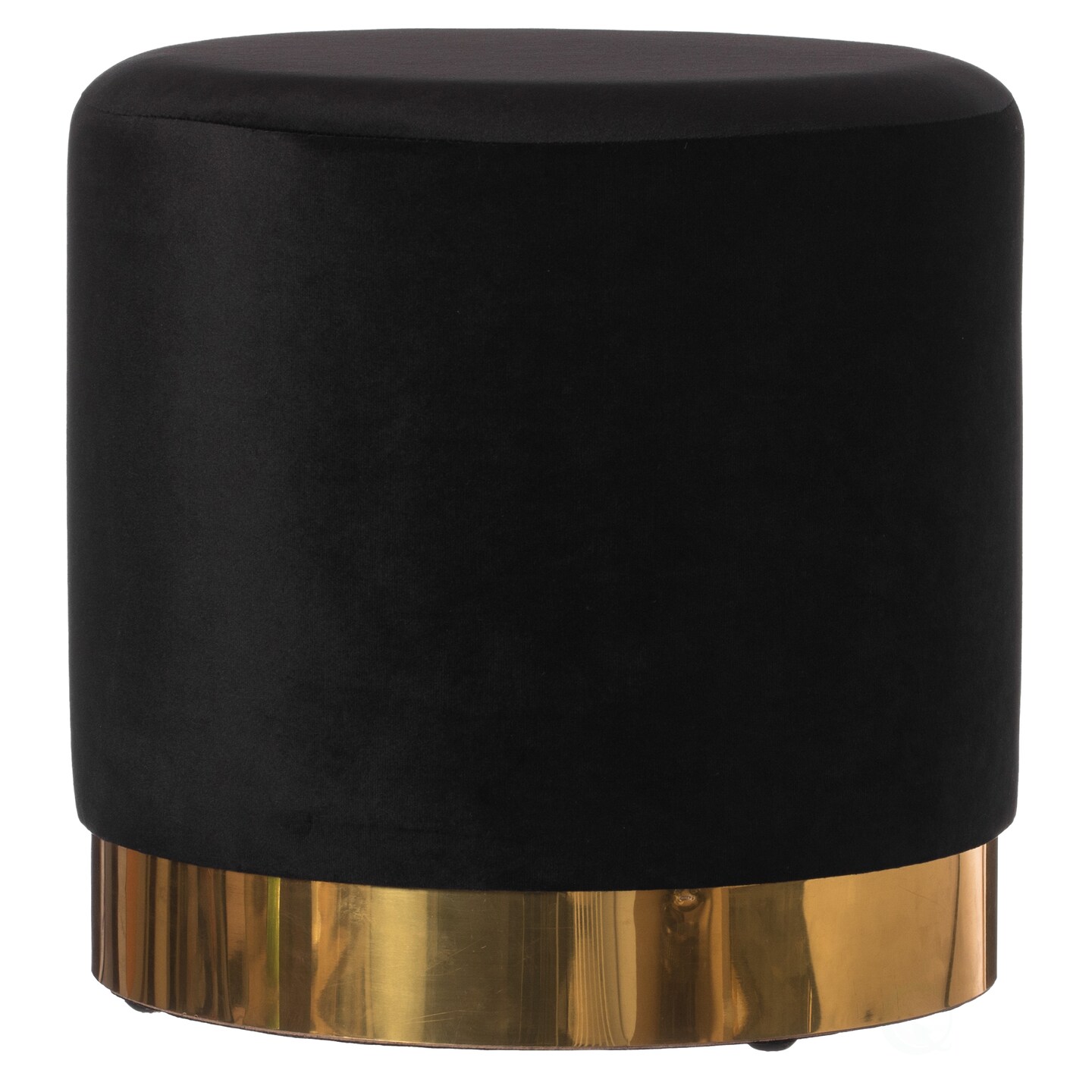 Modern Round Velvet Fabric Standard Ottoman Stool with Gold Base