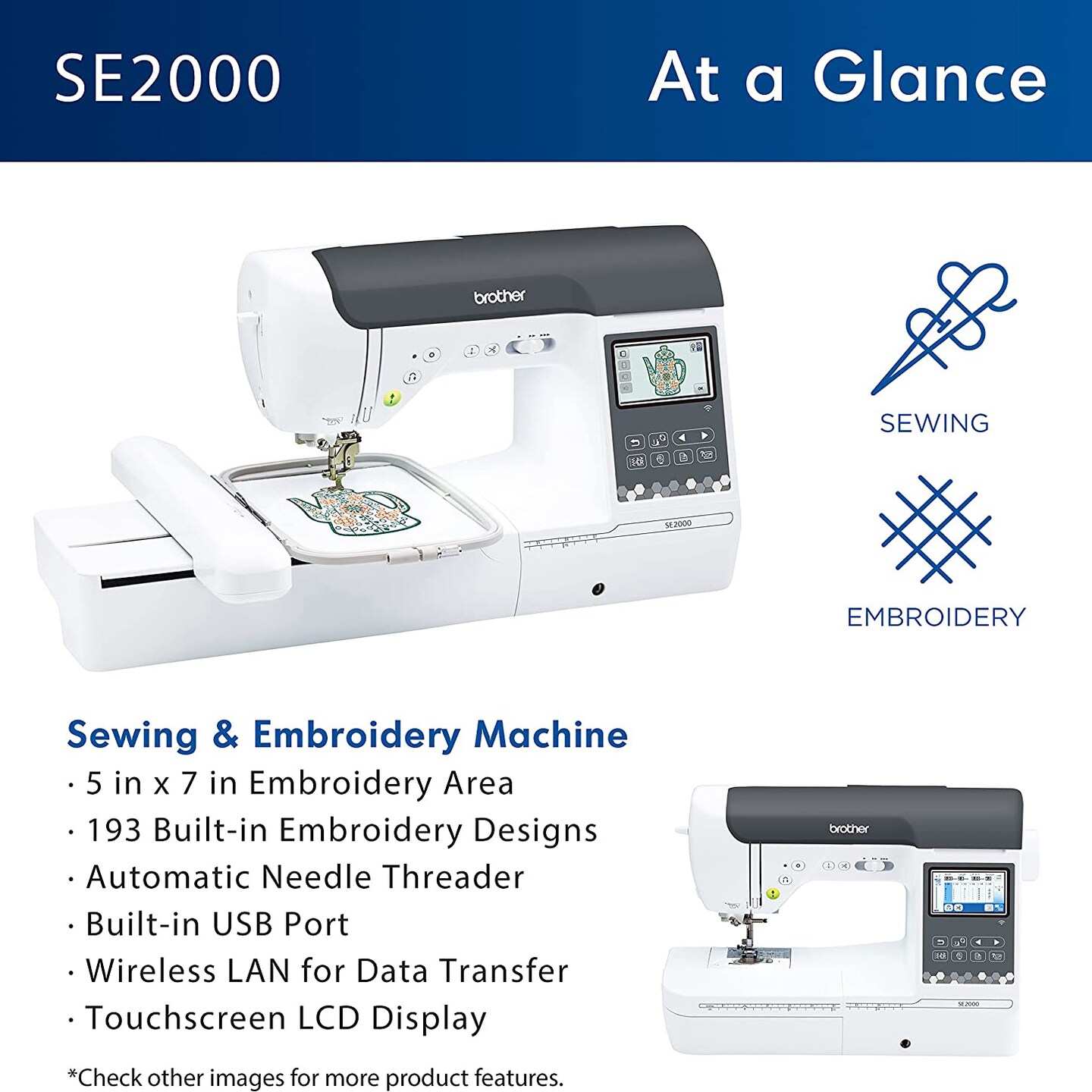 Brother SE2000 5" x 7" Computerized Sewing and Embroidery Machine