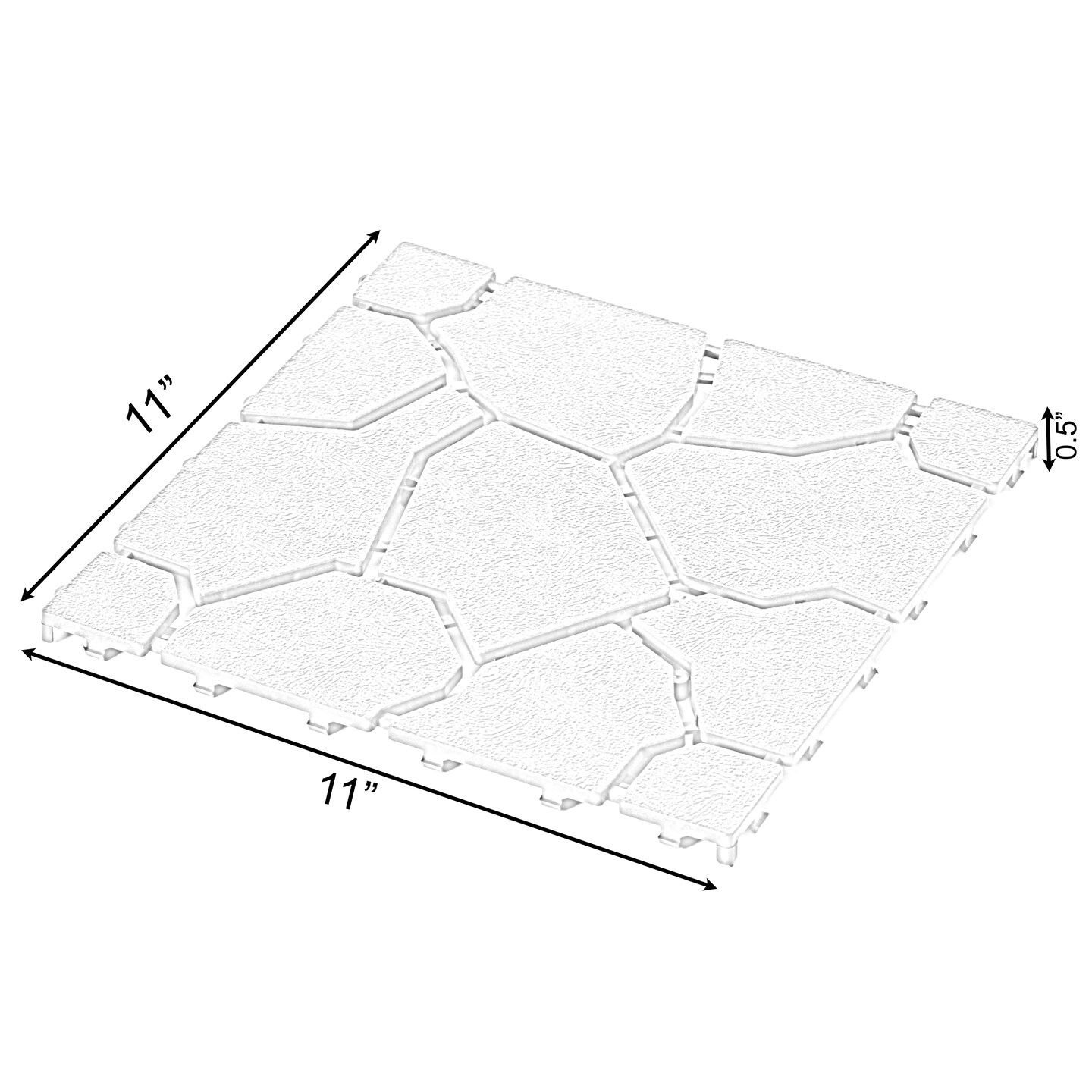 Gray Garden Path Track Interlocking Stone Look Design Pathway Tile Floor Paver, Pack of 4