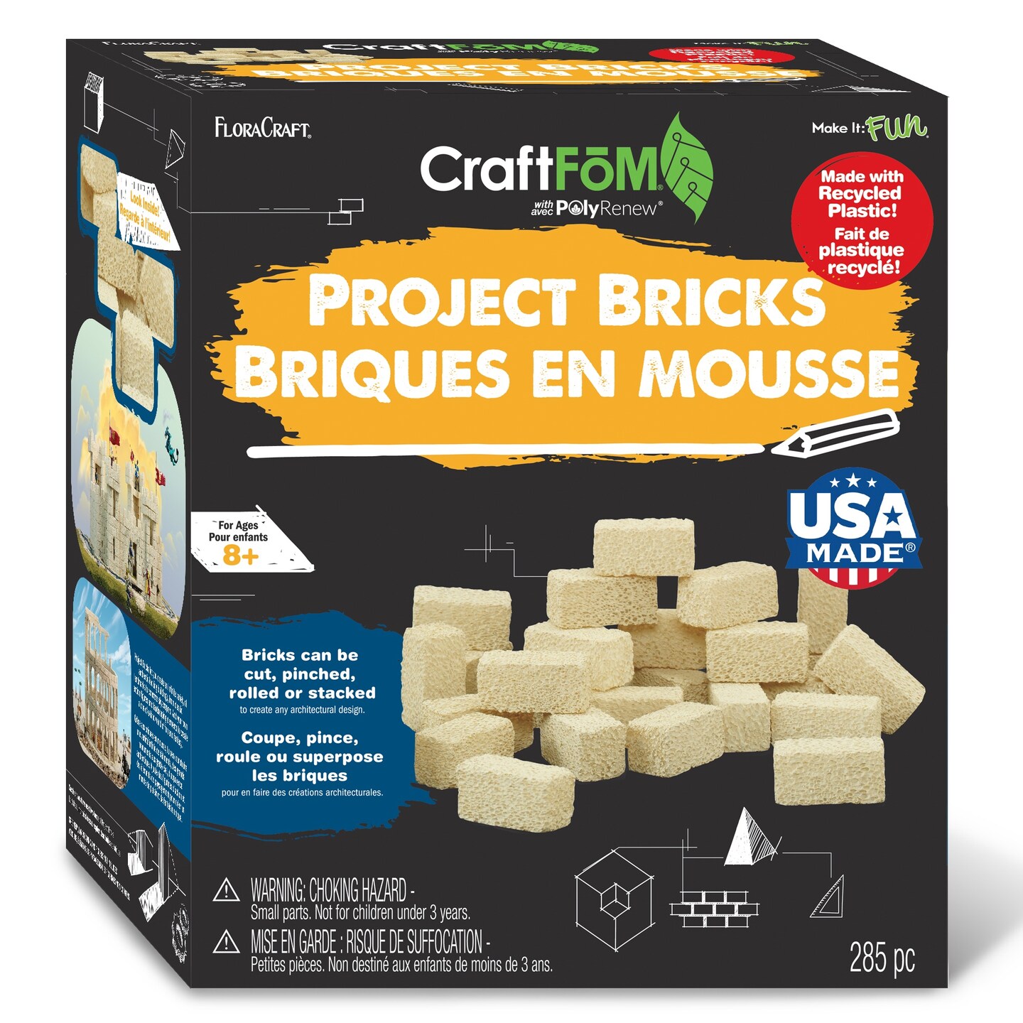 FloraCraft CraftFoM Project Bricks 285/Pkg-0.6&#x22;X0.6&#x22;X1.4&#x22;