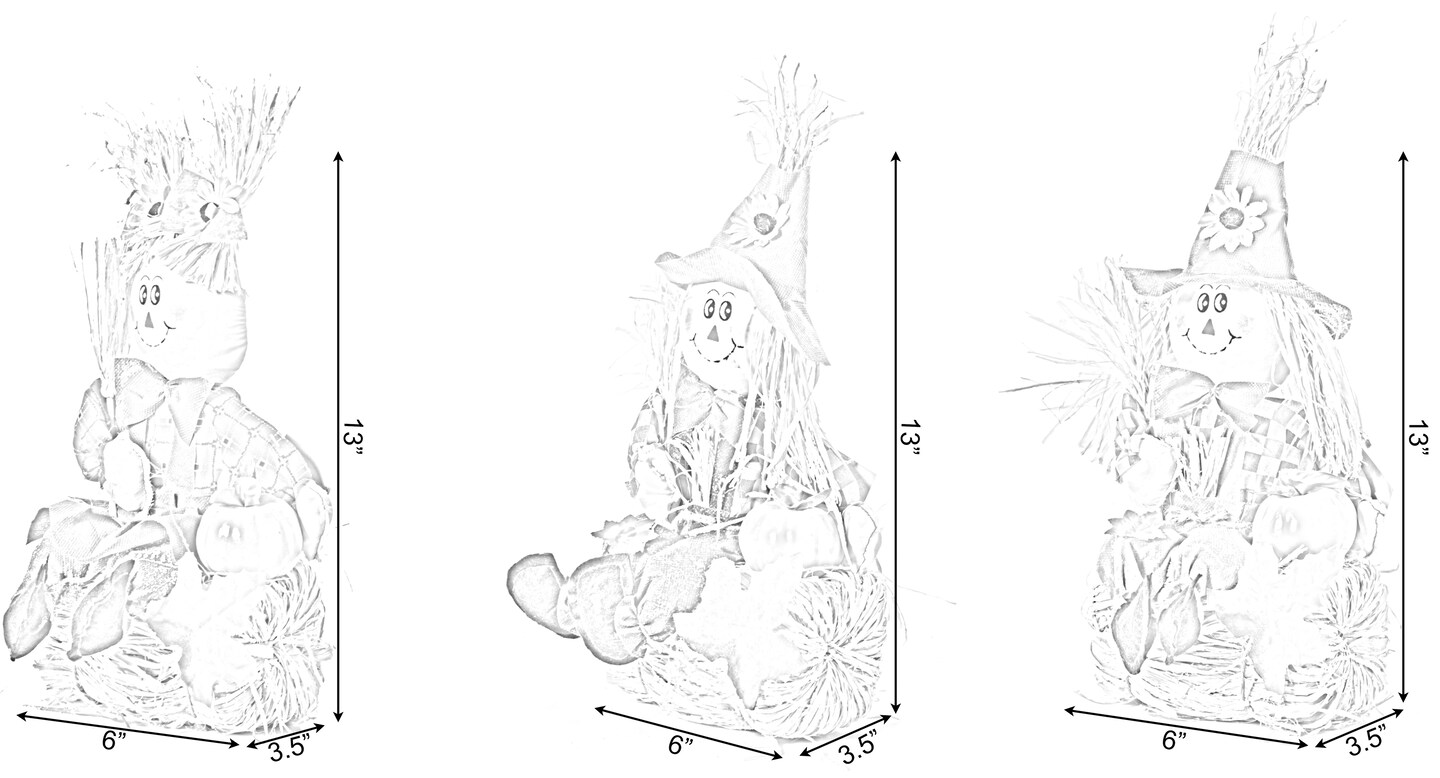 Gardenised 13 Inch Adorable Trio Yard Decor Featuring Outdoor Garden Scarecrows Relaxing Gracefully on Rustic Hay Bales. Perfect for Adding a Touch of Countryside Charm to your Outdoor Space