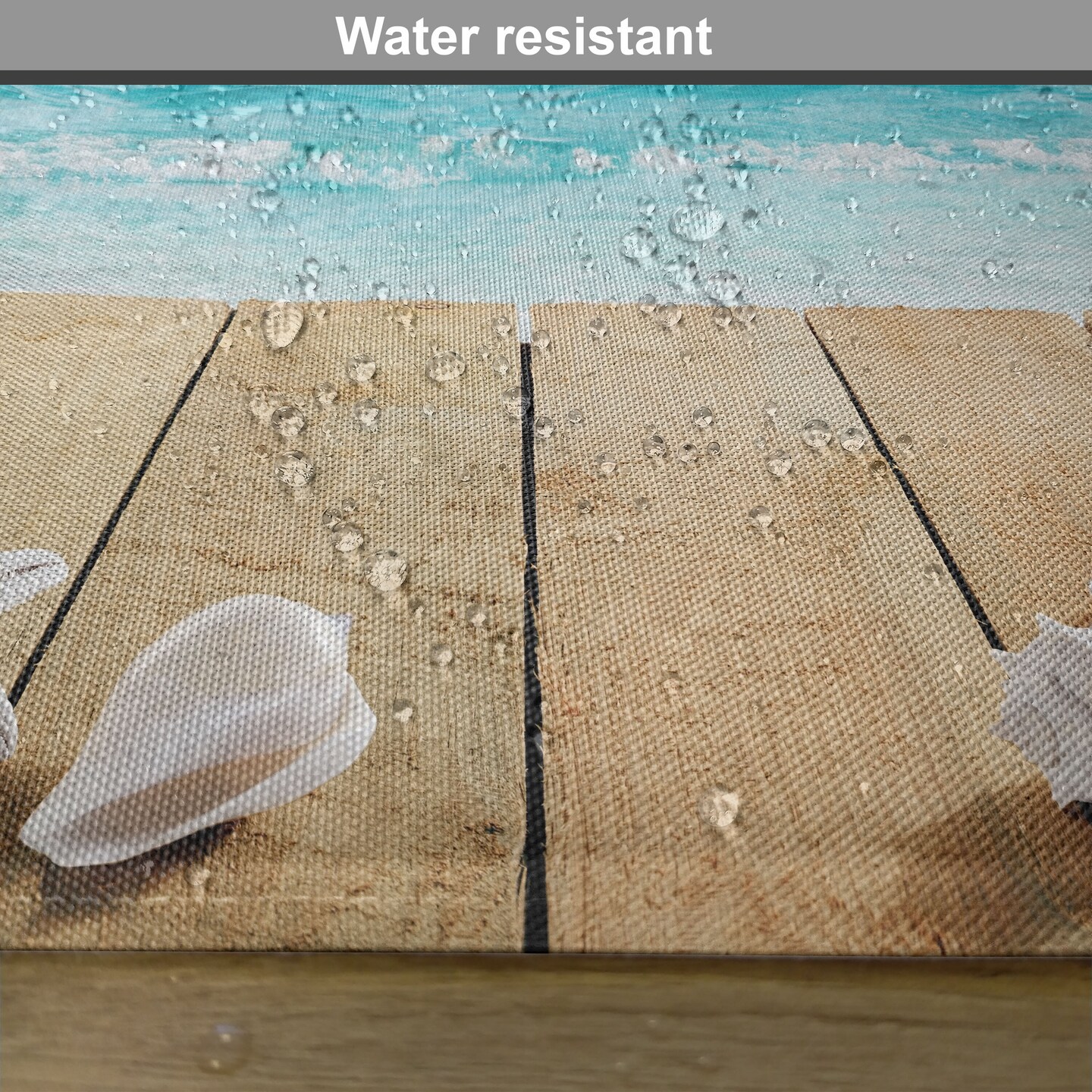 Ambesonne Seashells Place Mats Set of 4, Wooden Boardwald Sunshine Vacations Beach Theme, Washable Fabric Placemats for Dining Table, Standard Size, Pale Brown Beige