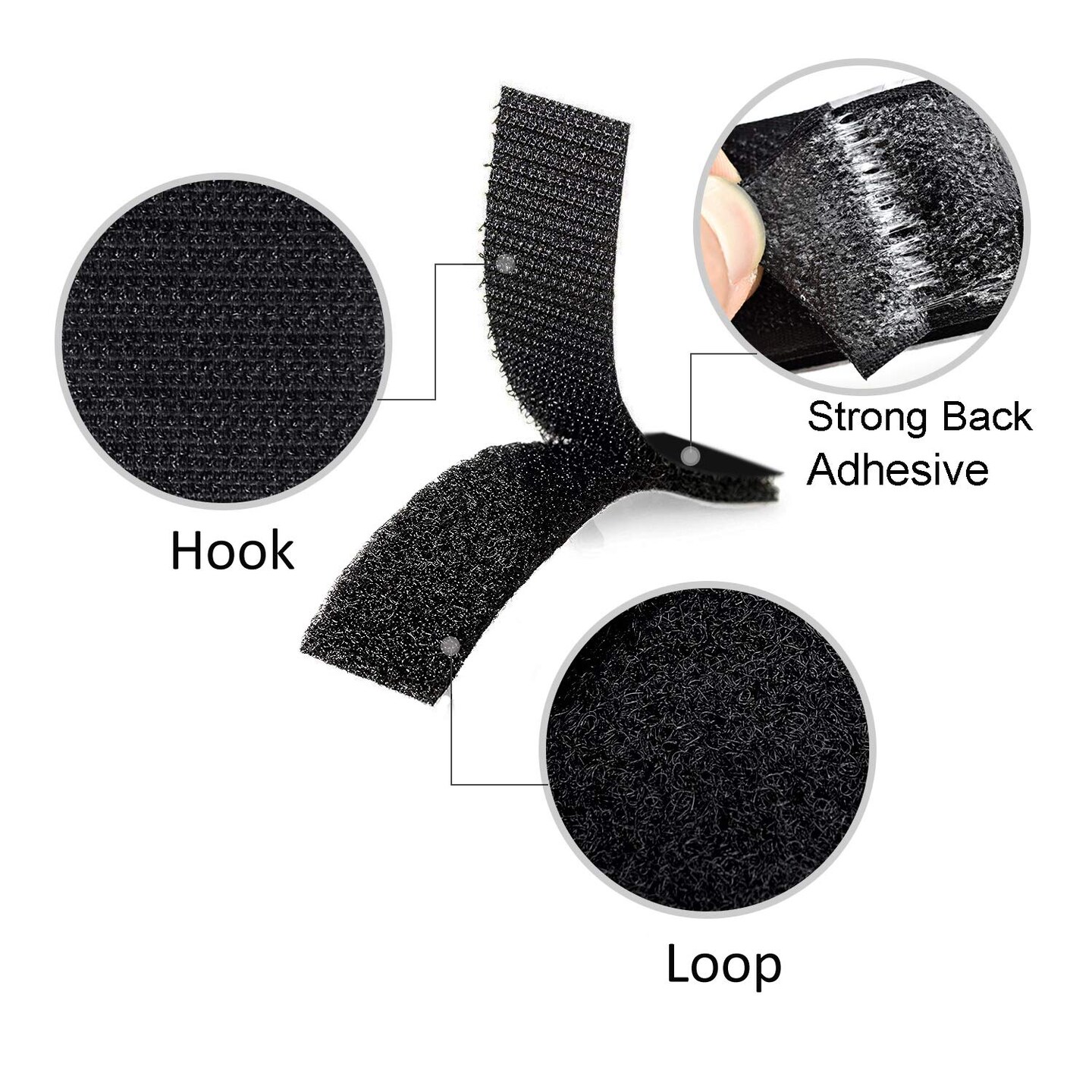 1x4 inch Hook and Loop Strips with Adhesive - 15 Sets, Strong Back Adhesive Fasten Mounting Tape for Home or Office Use - Instead of Holes and Screws, Black