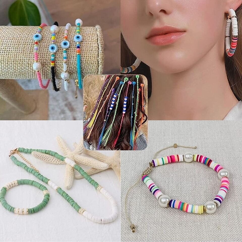 6800 Clay Beads Bracelet Making Kit 24 Colors Spacer Flat Beads for kids Jewelry