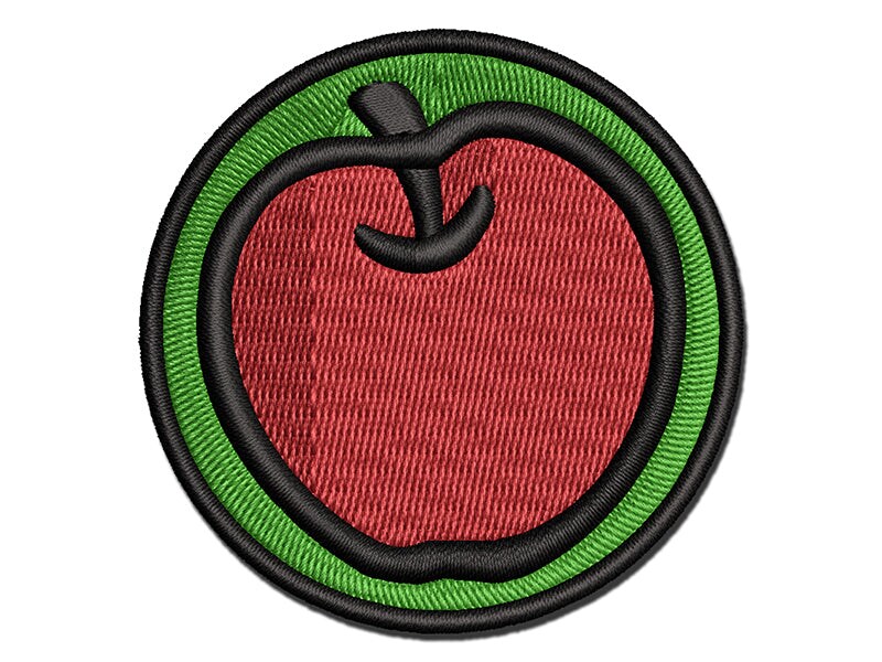 Whole Apple Fruit Multi-Color Embroidered Iron-On or Hook &#x26; Loop Patch Applique