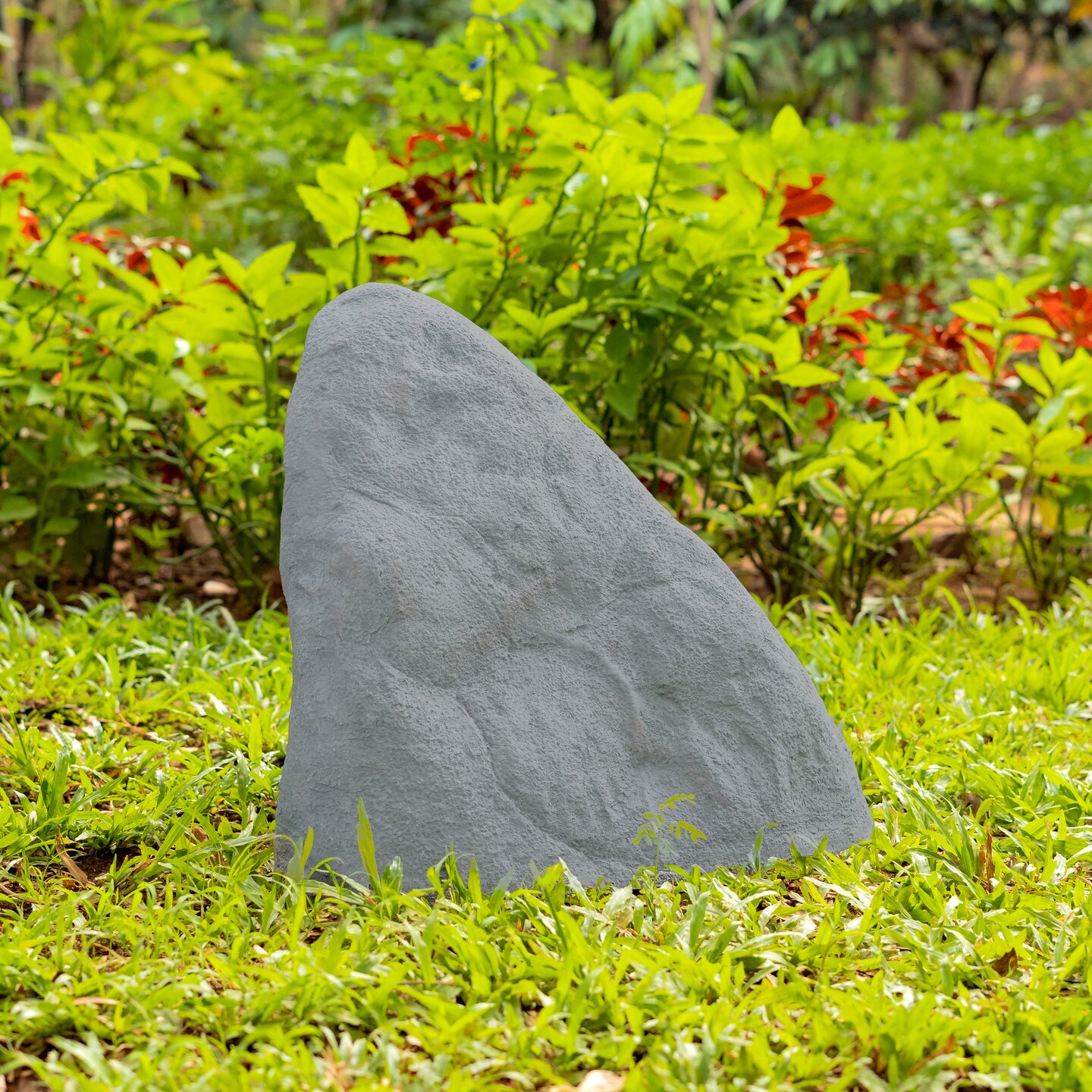 Decorative Outdoor Weather-Resistant Artistic Artificial Faux Stone Rock, Garden Patio Granite Grey Fiberglass Stone