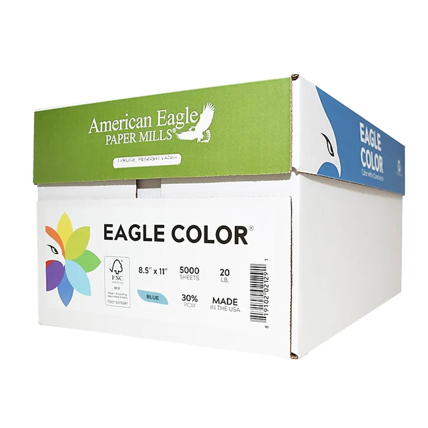 EAGLE COLOR (30% PCW) 8.5" X 11" Blue Colored Copy Paper (500 Sheets/Ream)