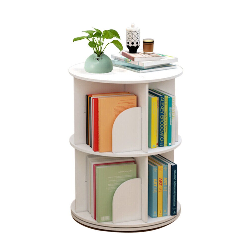 Kitcheniva 2-Layer Rotating Bookshelf Freestanding Storage Shelf