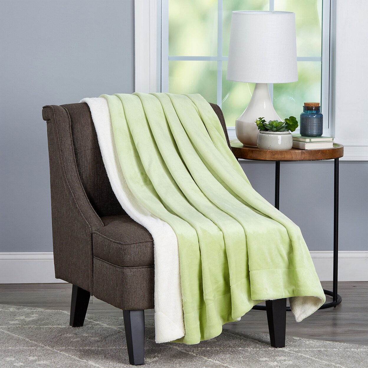 Xl Soft Snuggly Throw Blanket Aloe Mist Green 70X60 Sherpa Fleece Couch Blanket